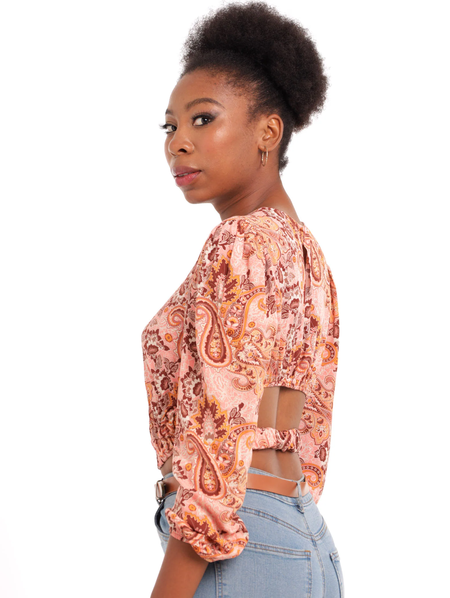 Paisly Elasticated Puff Sleeve Blouse - Image 2