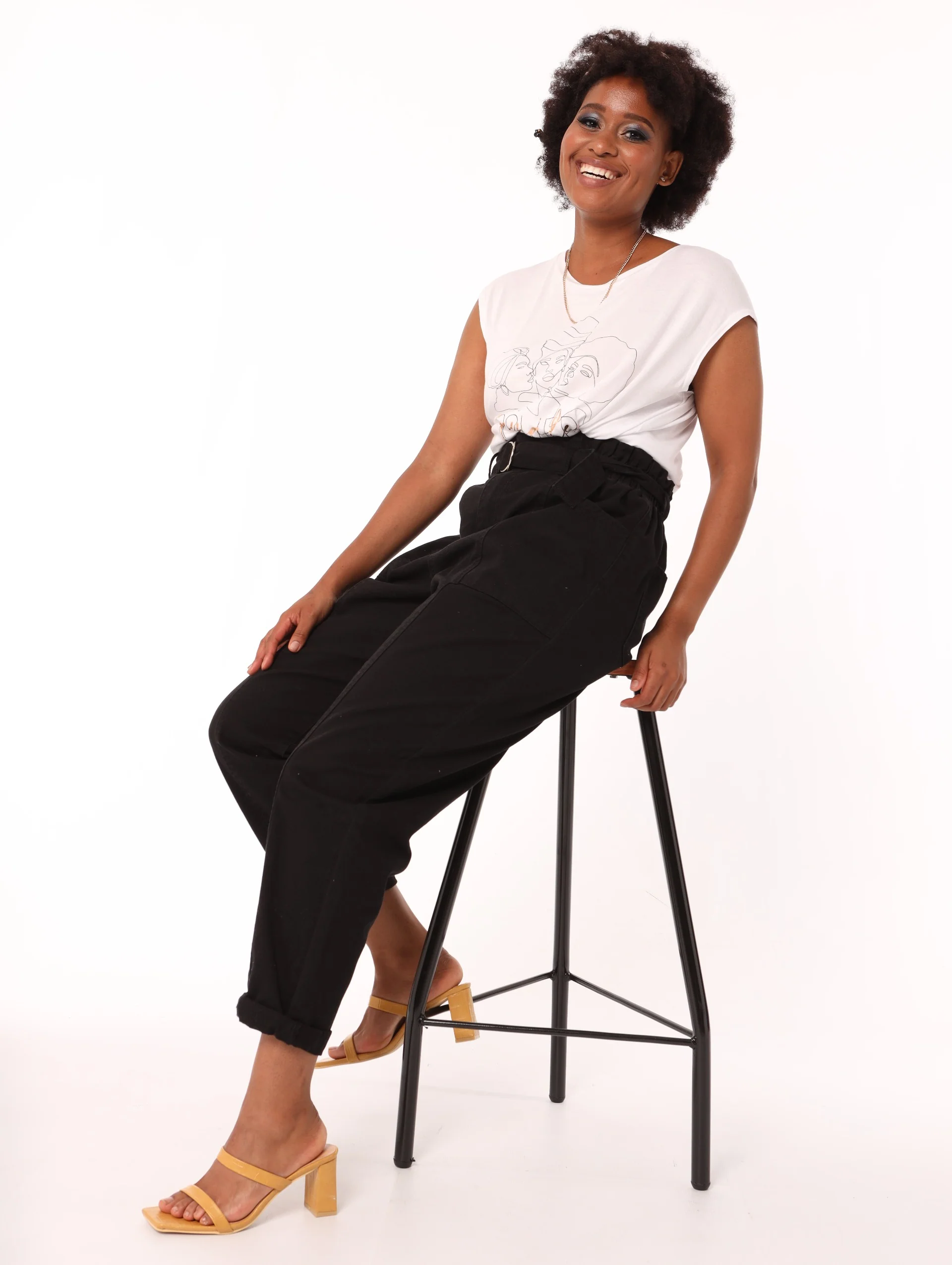 PaperBag Belted Slouch Pant - Black - Image 2