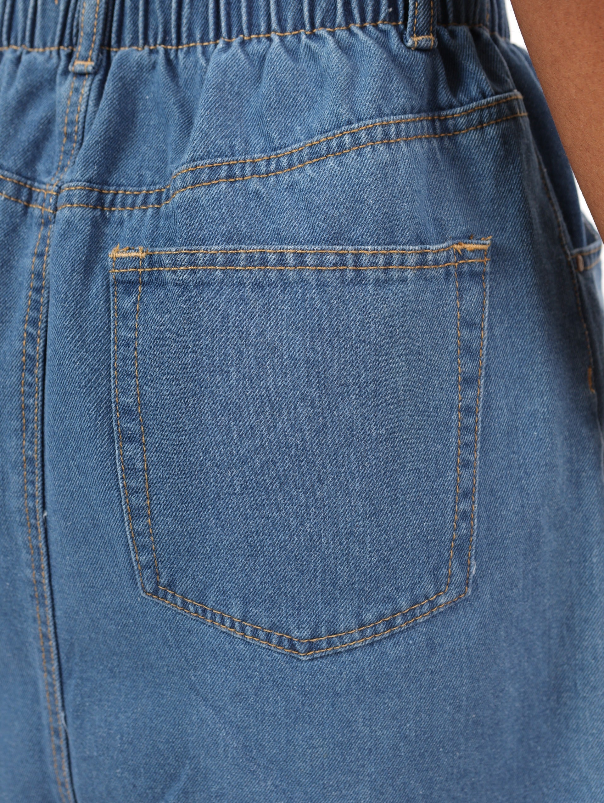 PaperBag Denim Mini Skirt - Stonewash - Image 6