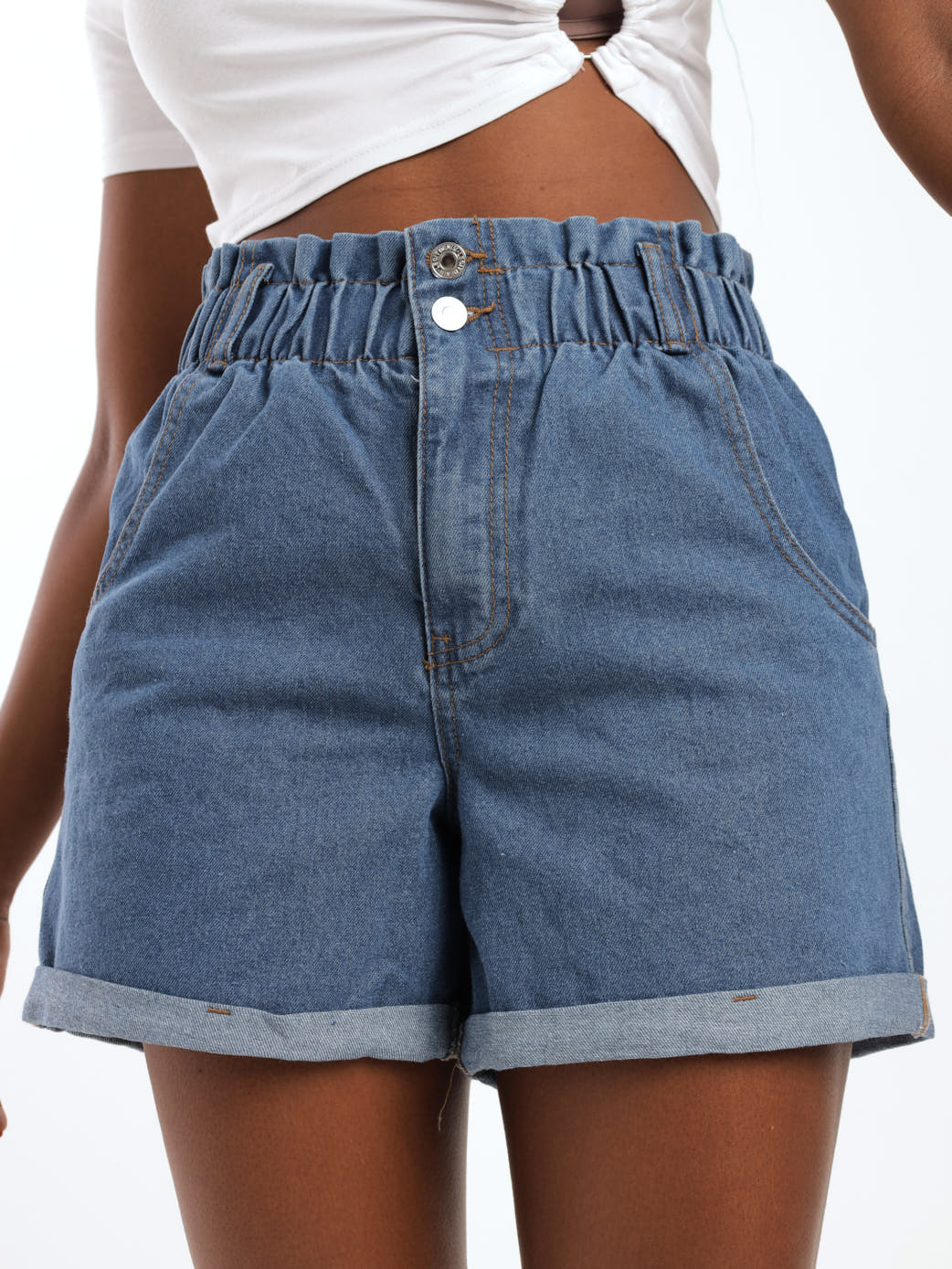 Paperbag Denim Short - Stonewash