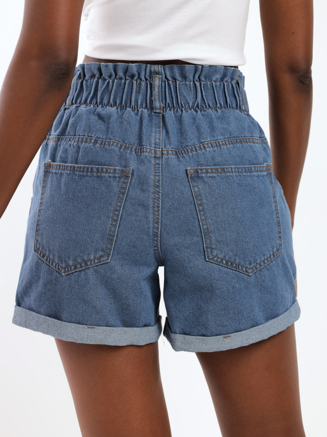 Paperbag Denim Short - Stonewash - Image 4