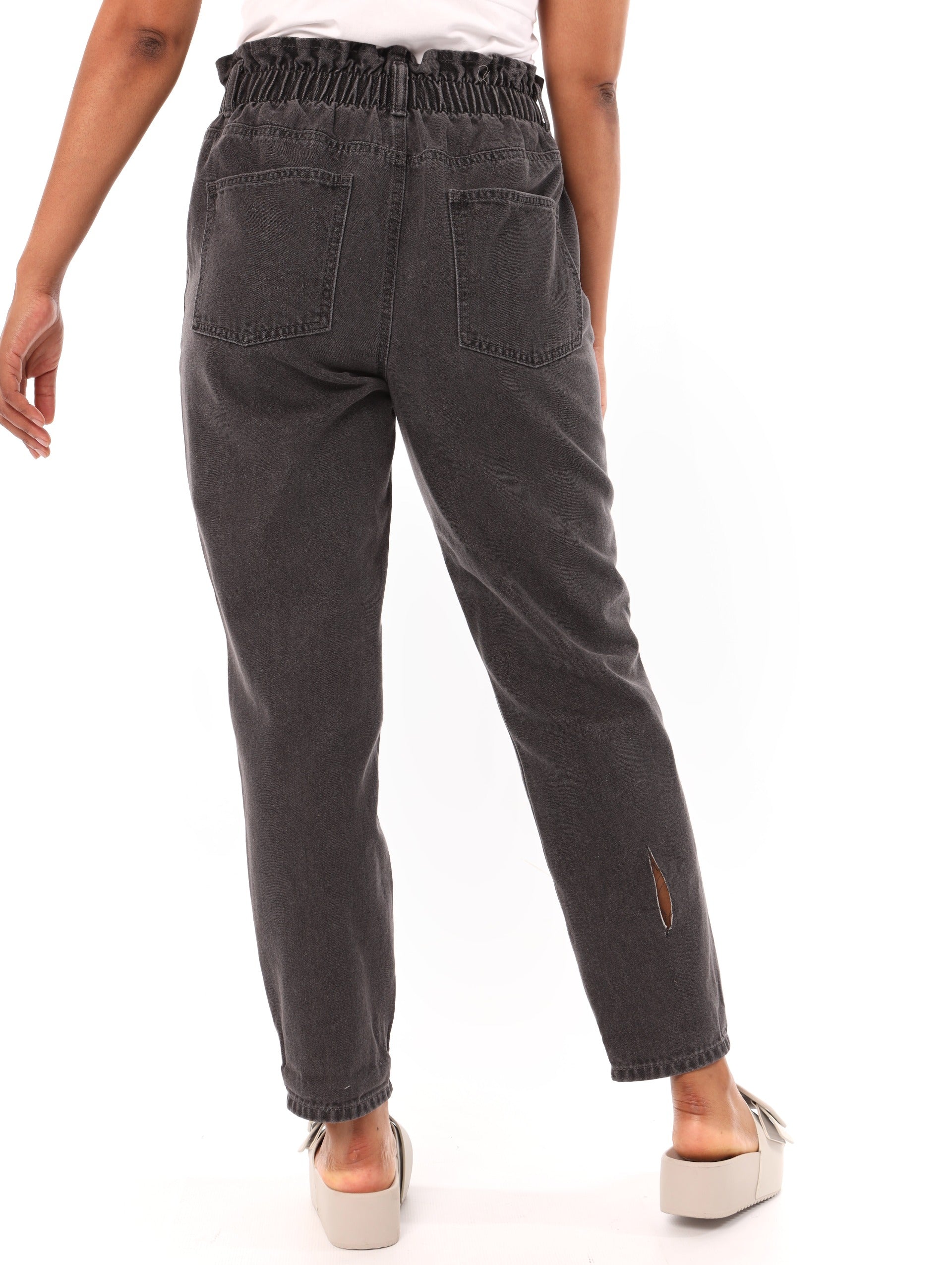 PaperBag Double Button Mom Jean - Black - Image 3