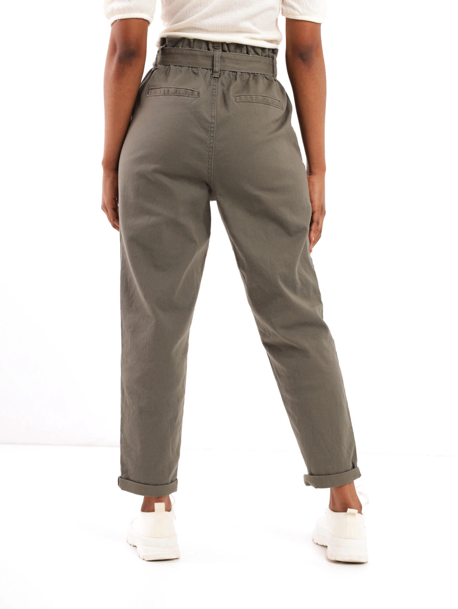 Paperbag Pleated Front Pant - Fatigue - Image 3