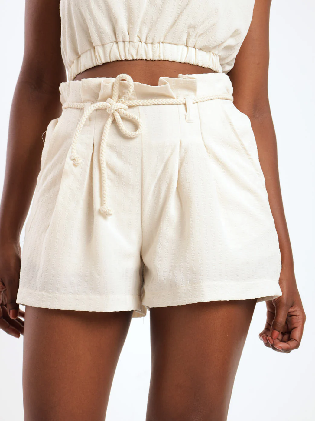 Paperbag Rope Belt Short - Cream