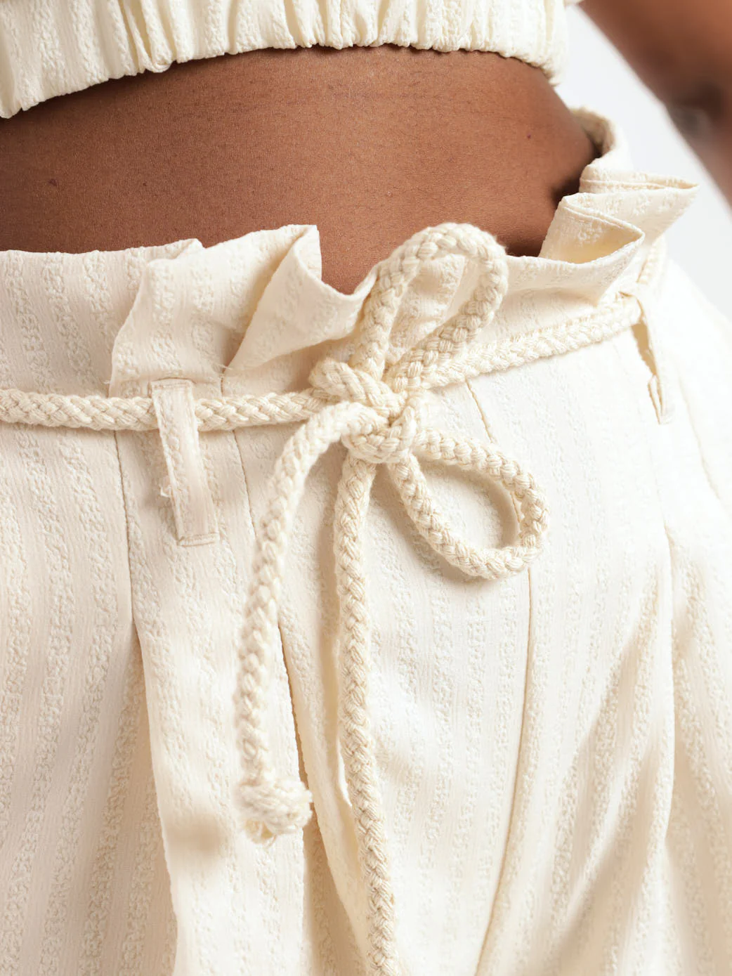 Paperbag Rope Belt Short - Cream - Image 5