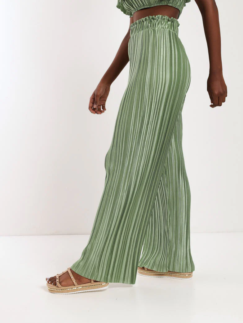 Paperbag Wideleg Bodre Pant - Sage - Image 2