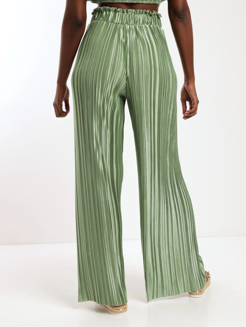 Paperbag Wideleg Bodre Pant - Sage - Image 3