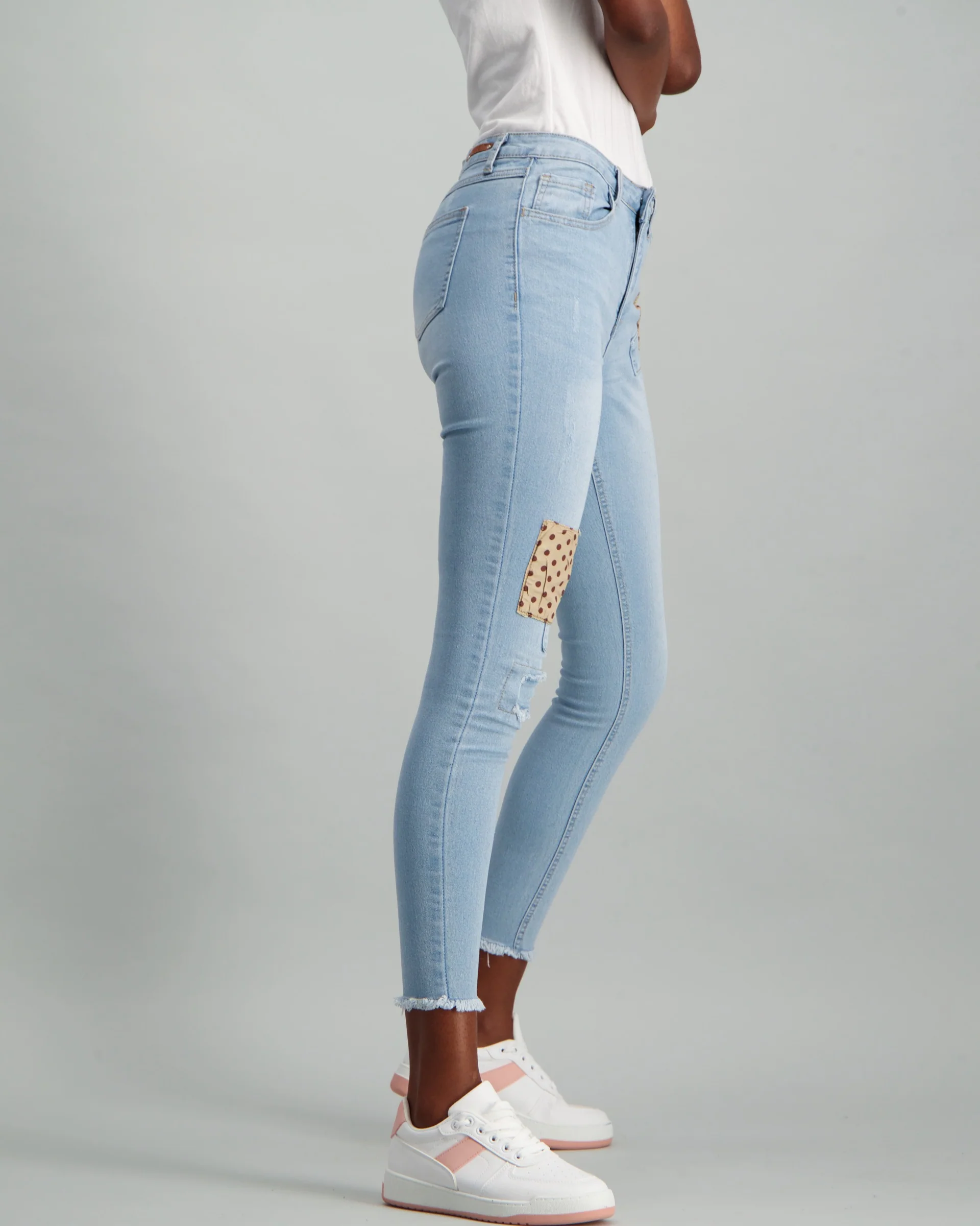 Patch Light Wash Skinny Denim Jean - Image 2