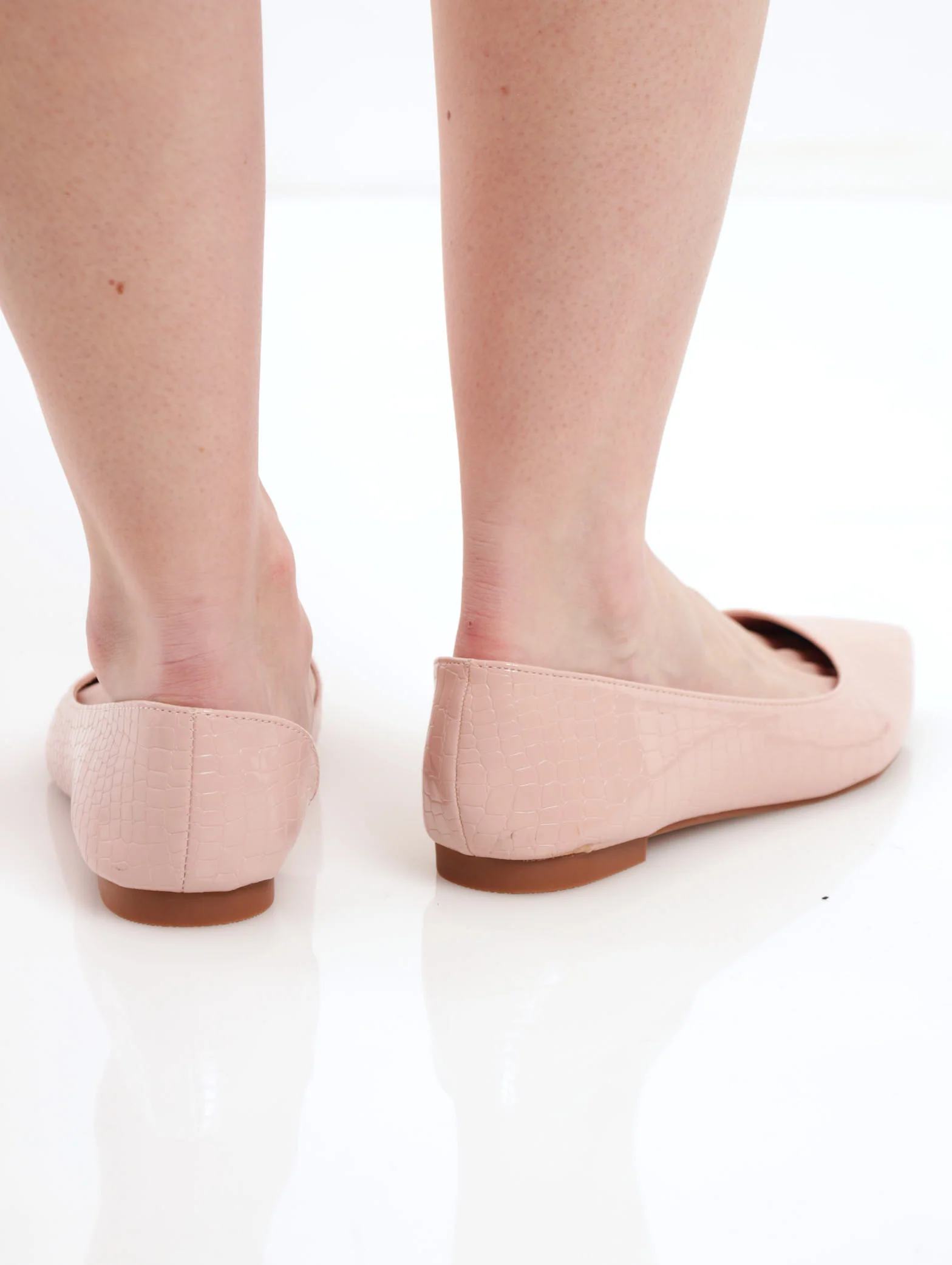 Patent Croc Open-Waist Pointy Pump Shoe - Blush - Image 3