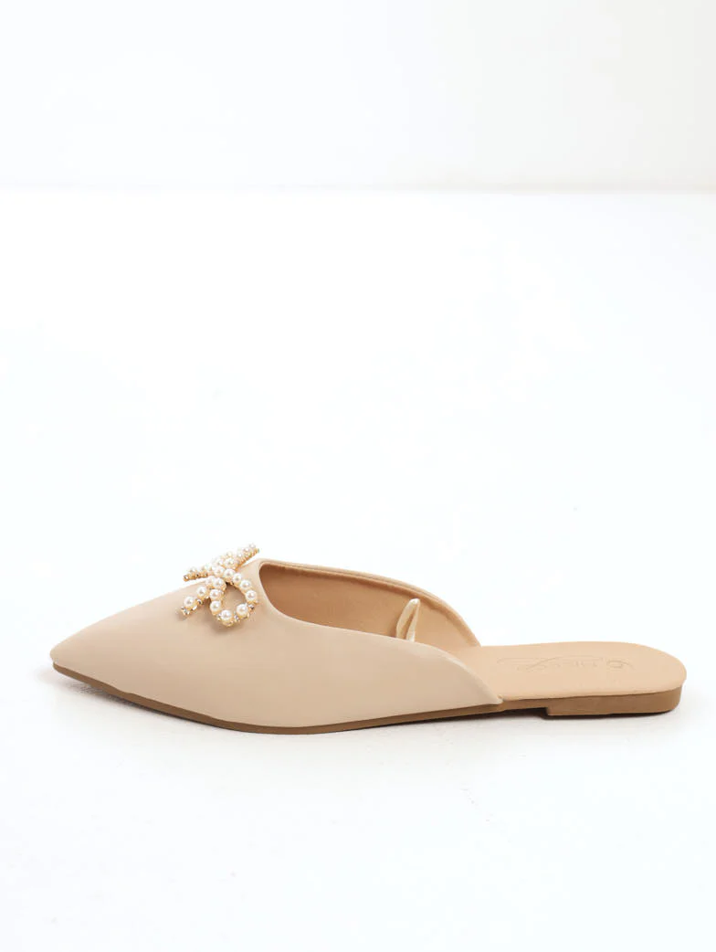 Pearl Bow Push-In Slingback Shoe - Natural - Image 2