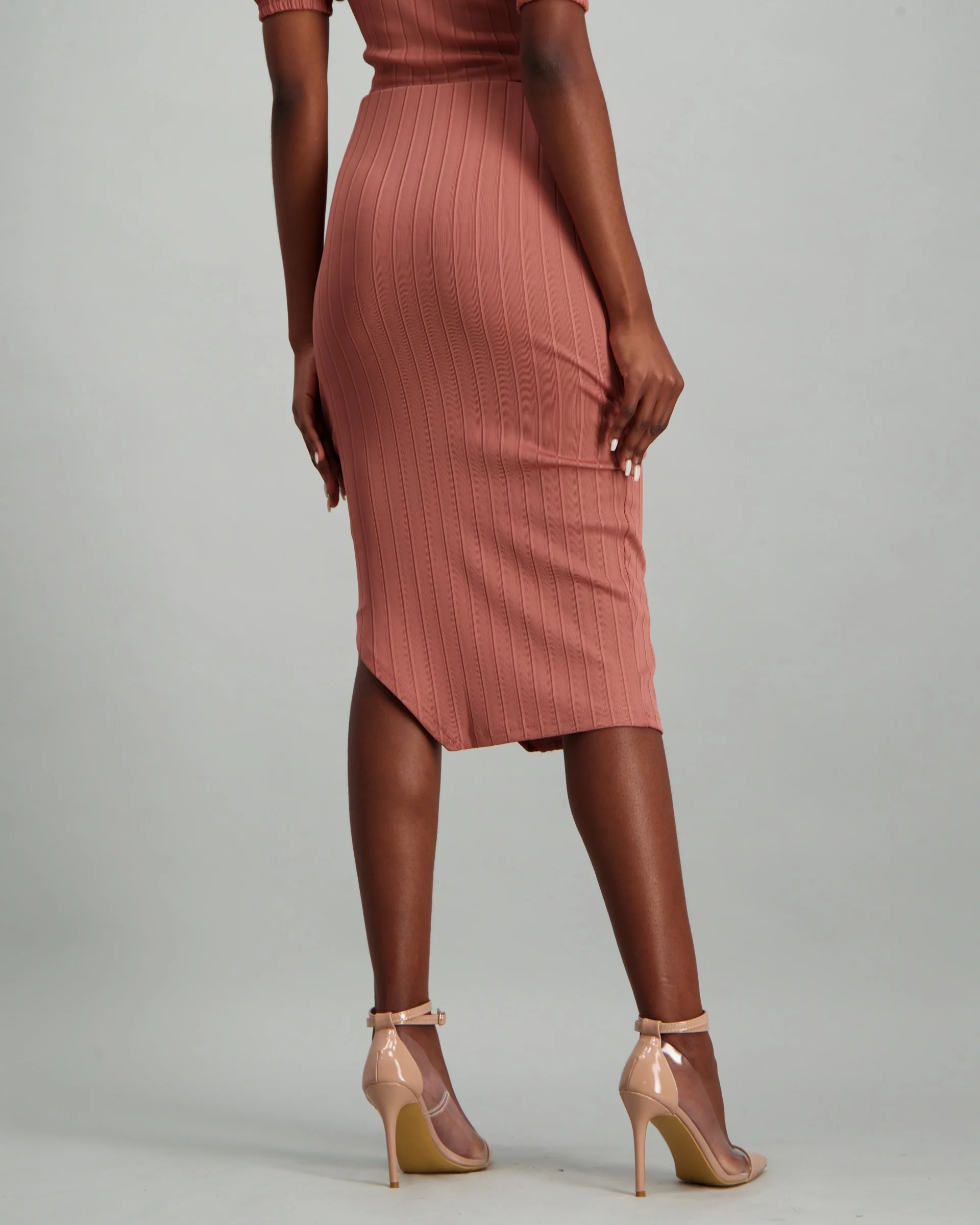 Pencil Skirt with Slit - Blush - Image 4
