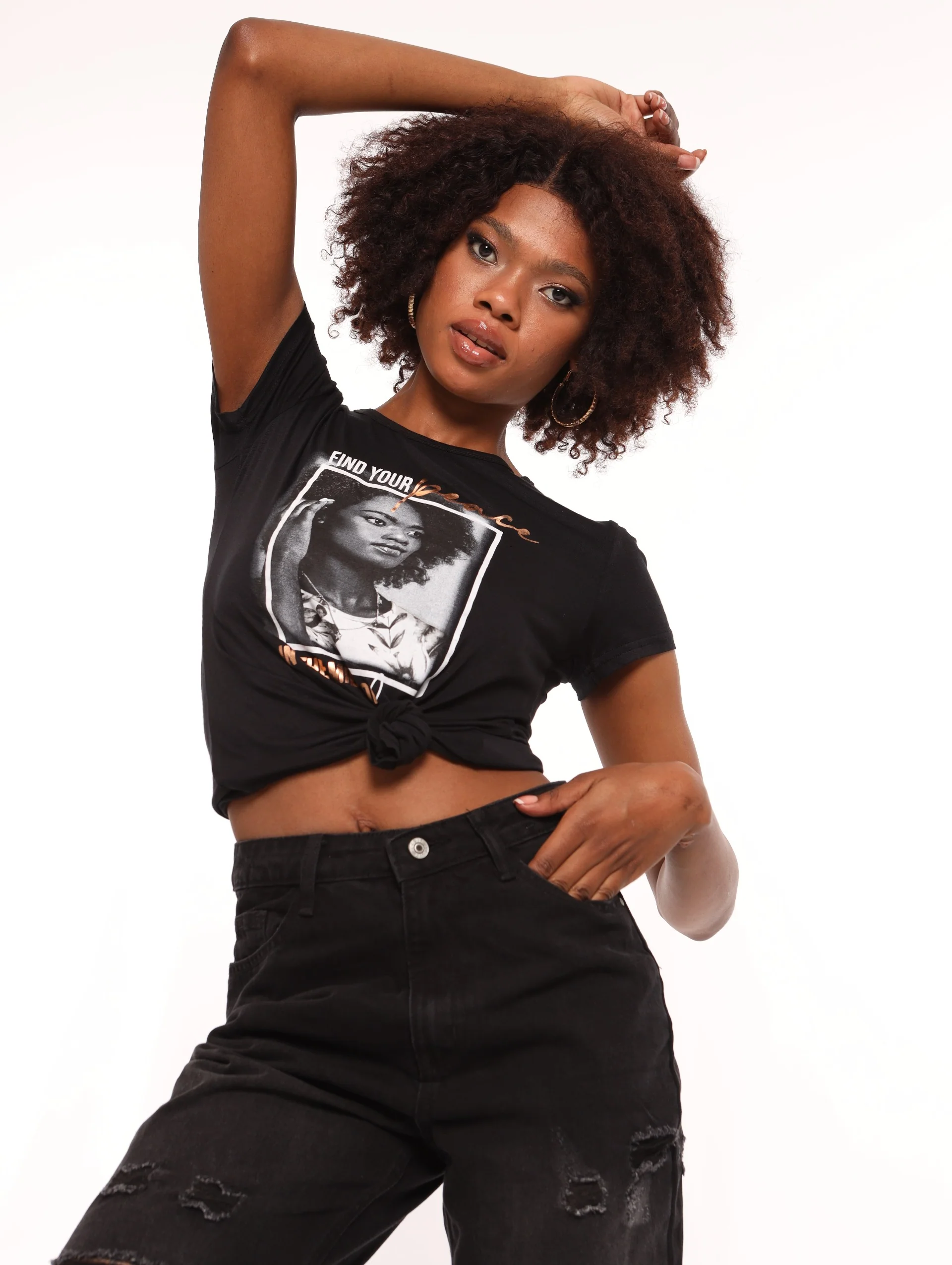 Photo Find Your Peace Top - Black - Image 2