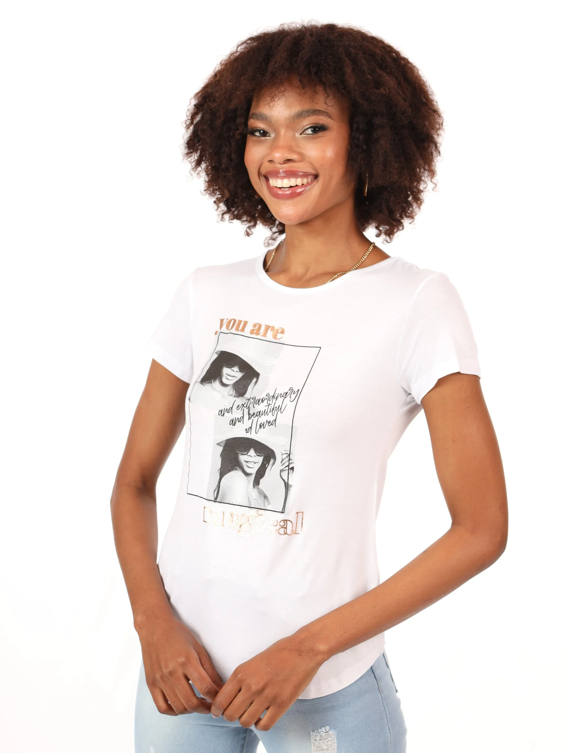 Photographic Hat Girl Tee - White