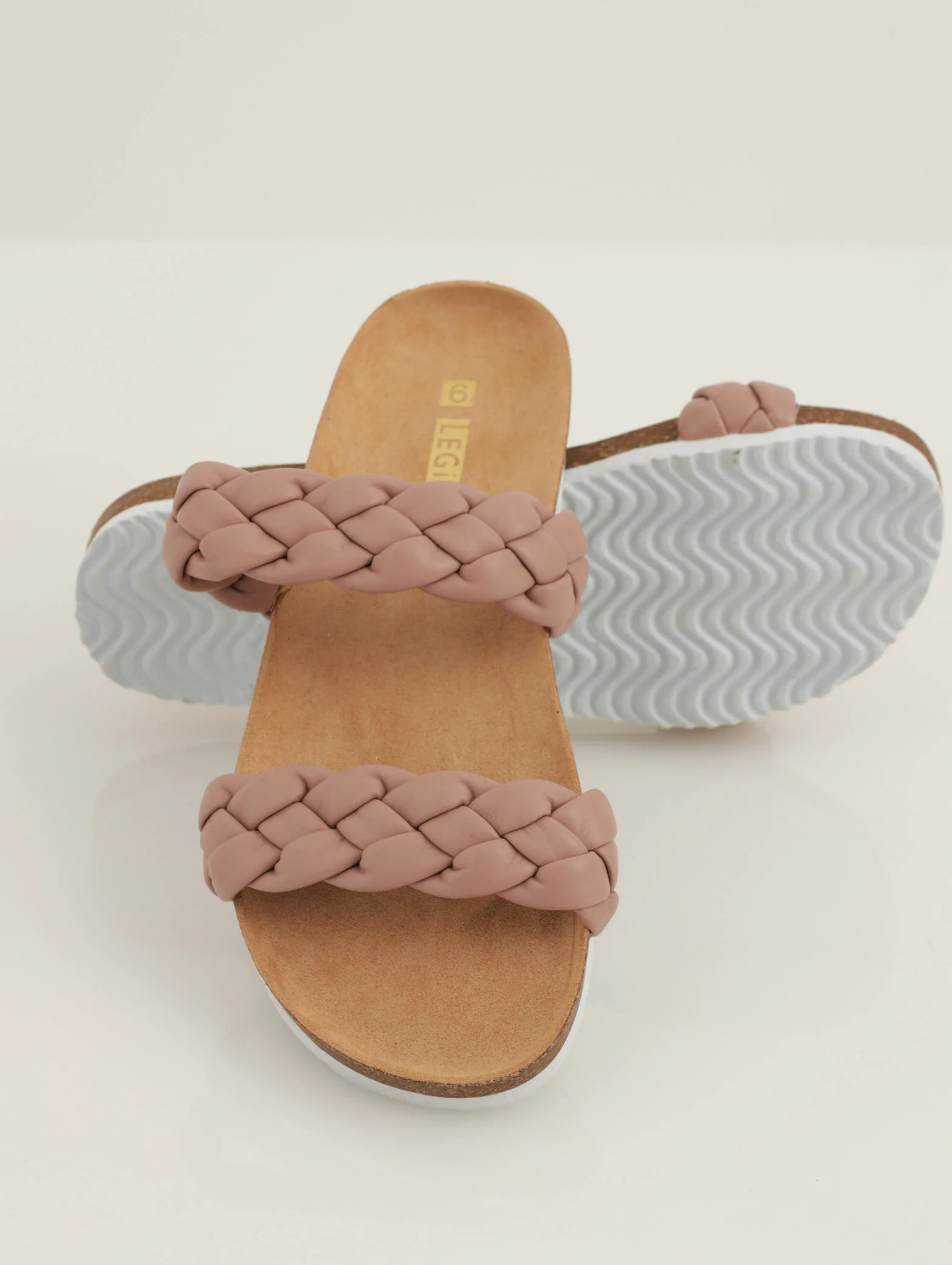 Plaited Double Strap Sandal - Dark Blush