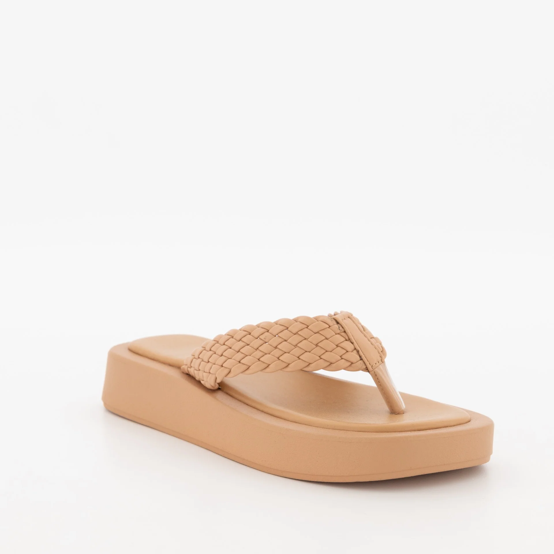 Platform Braided Thong - Tan