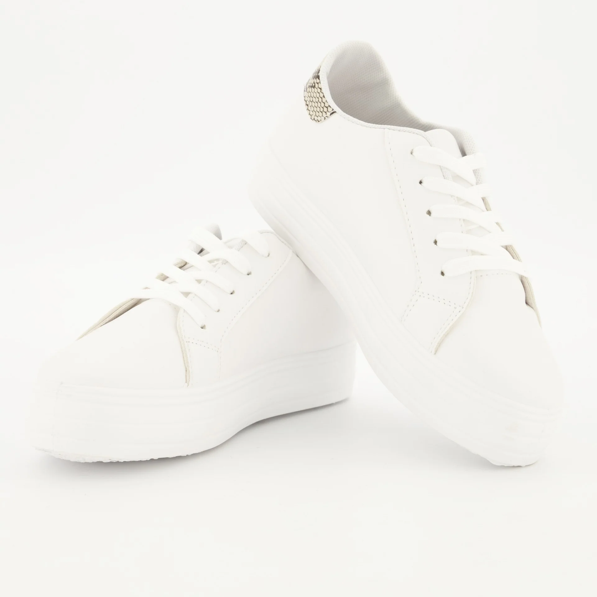 Platform Lace-Up Sneaker - White/Snake Skin - Image 7
