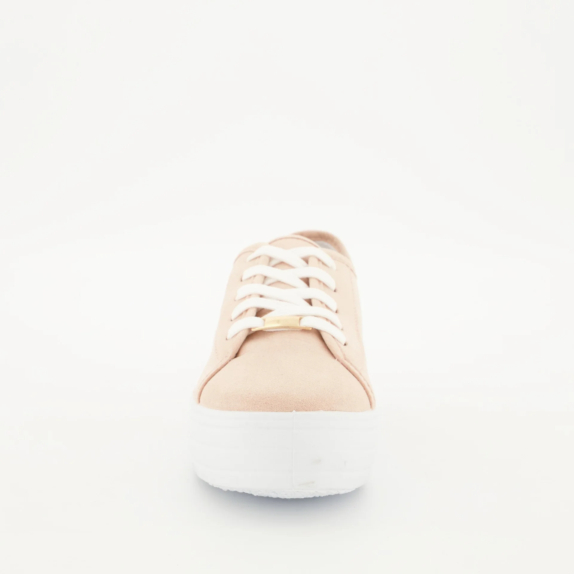 Platform Lace Up Sneaker with Side Pinholes - Blush - Image 3