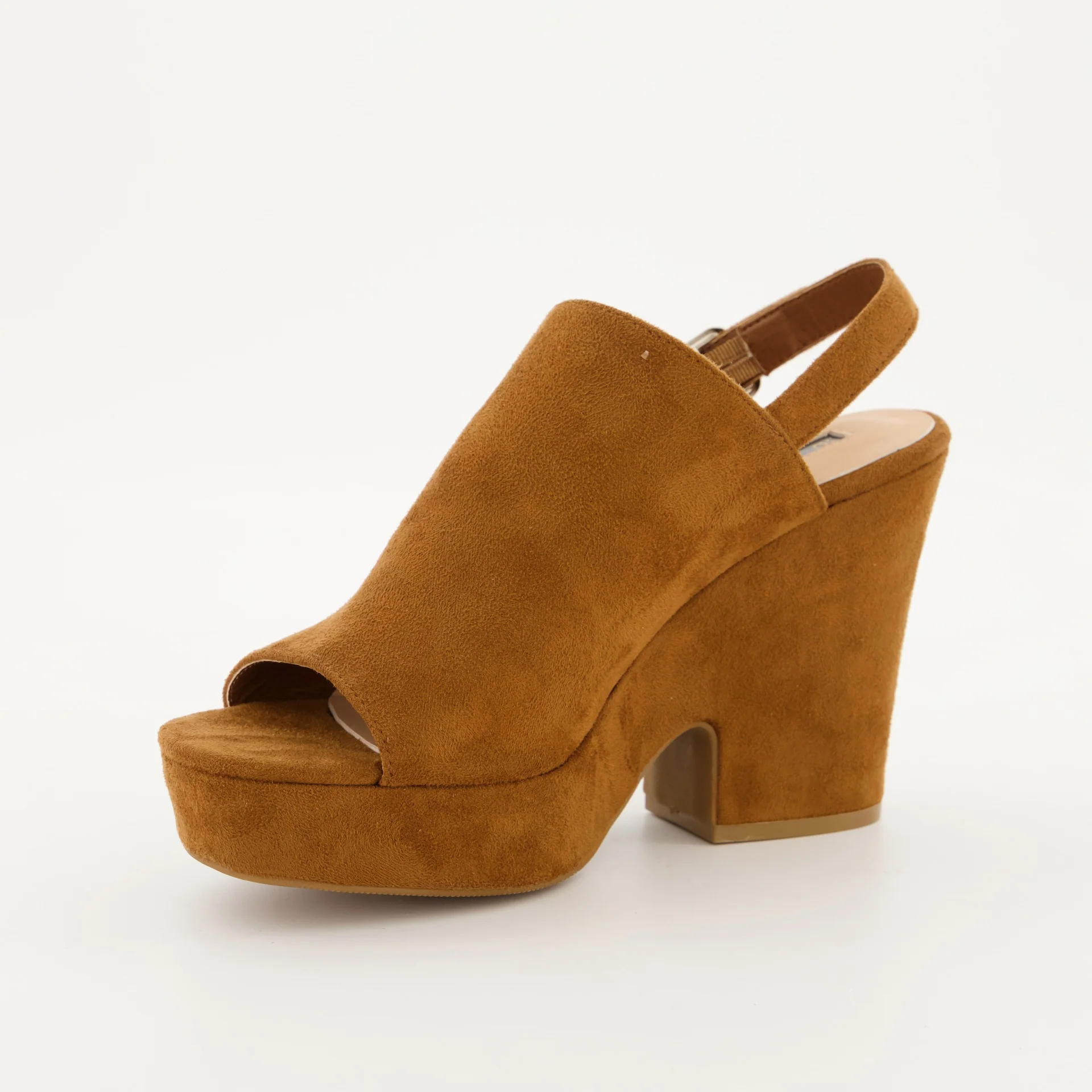 Platform Peep toe Slingback Heel - Tan - Image 4