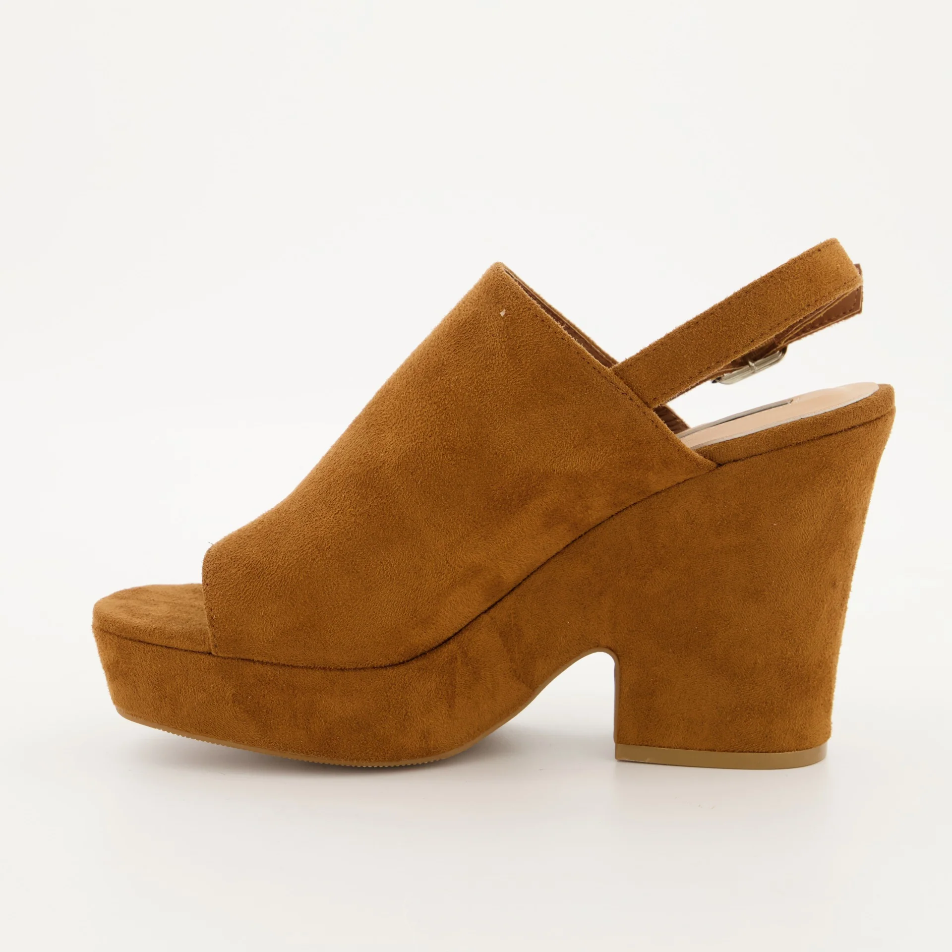 Platform Peep toe Slingback Heel - Tan - Image 5