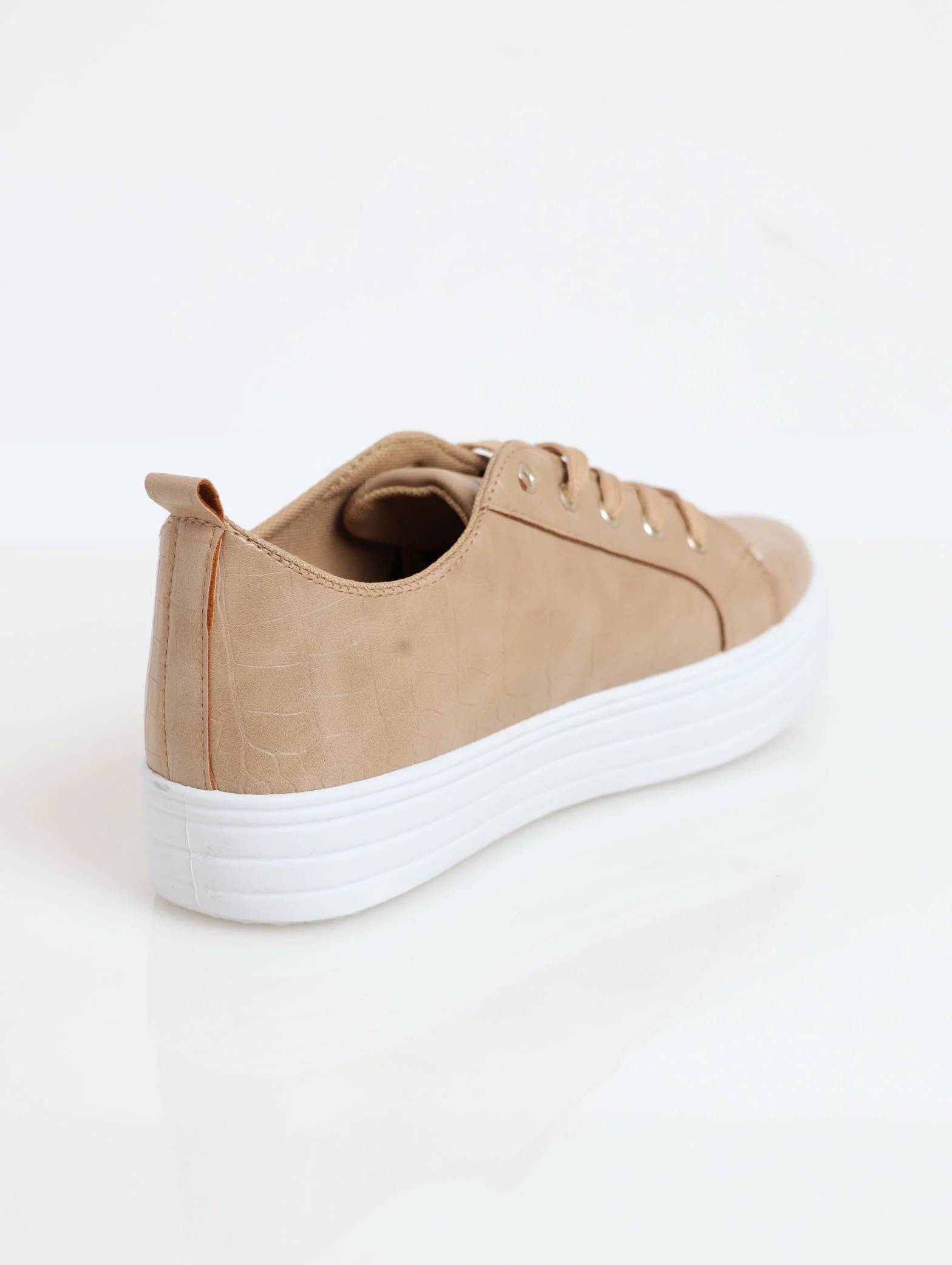 Platform Snake Embossed Plimsole Sneaker - Taupe - Image 4