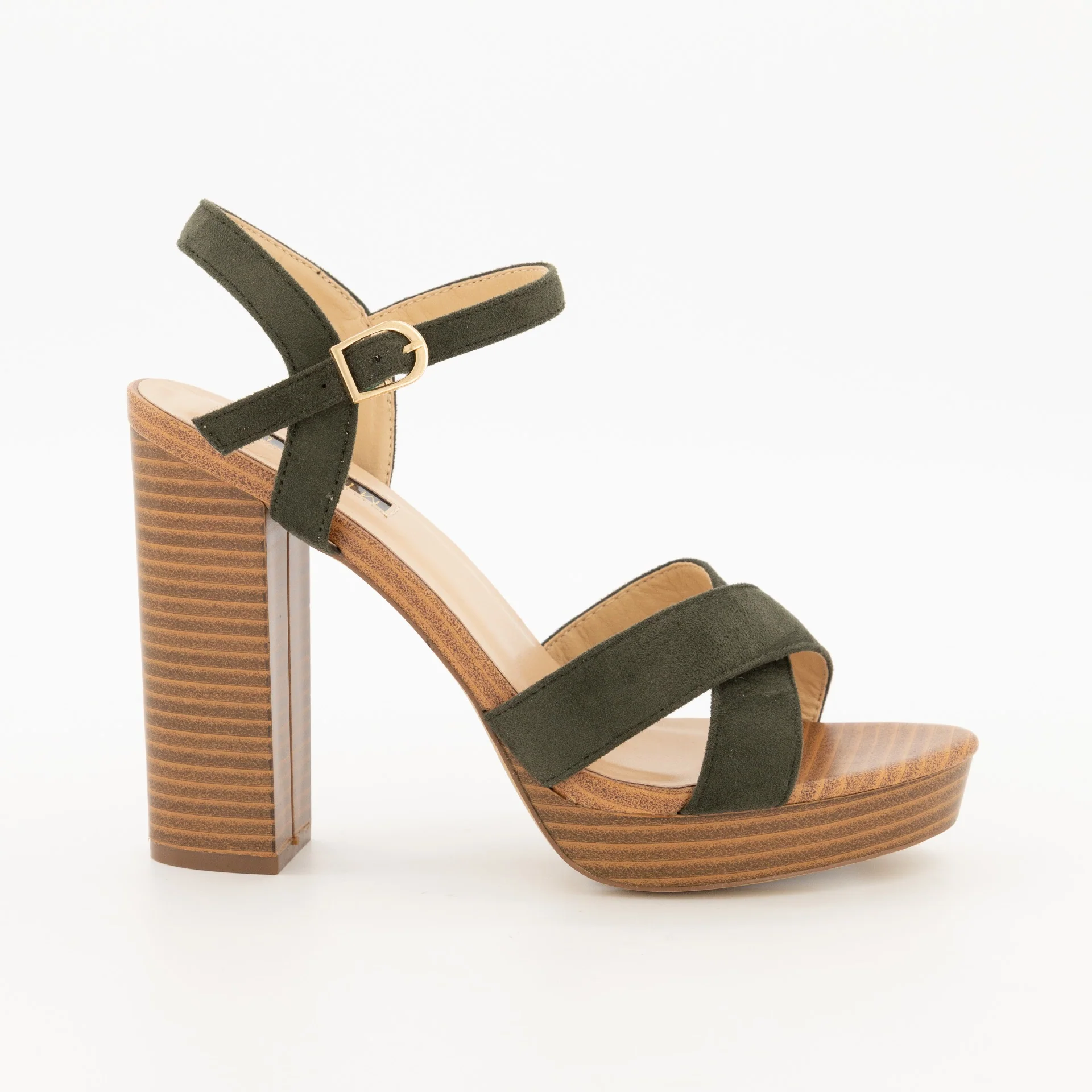 Platform with Cross Over Vamp Block Heel Sandal
