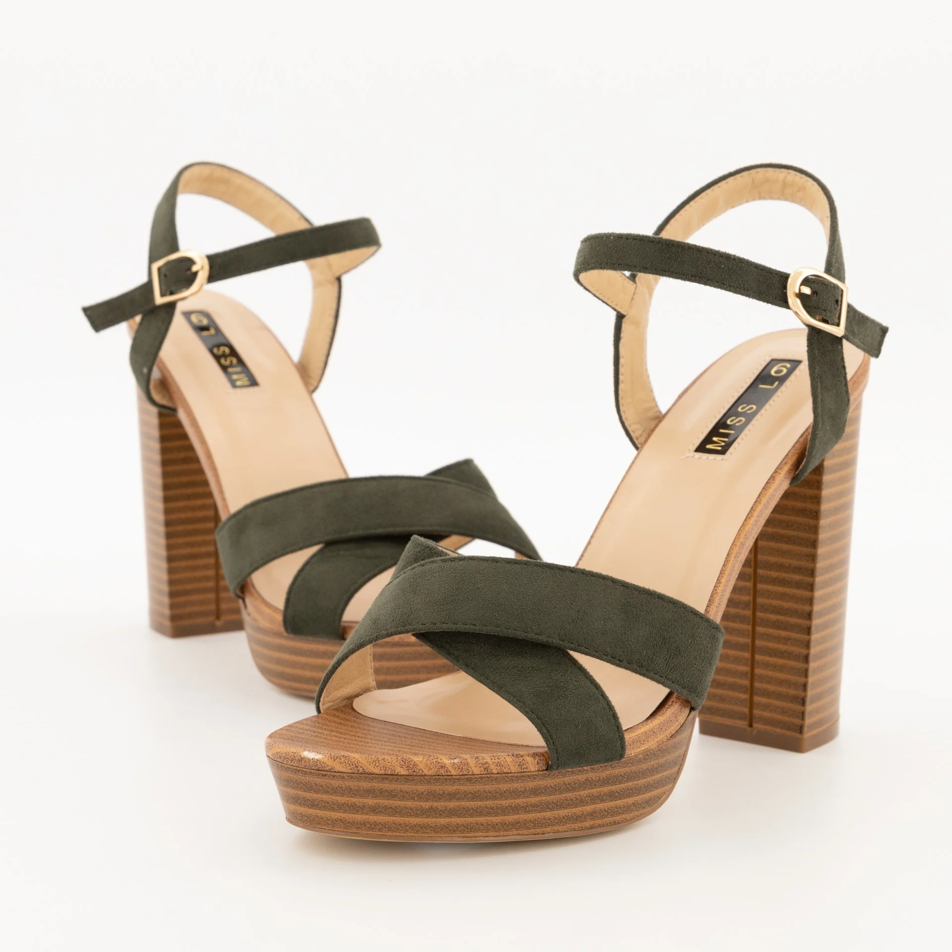 Platform with Cross Over Vamp Block Heel Sandal - Image 6