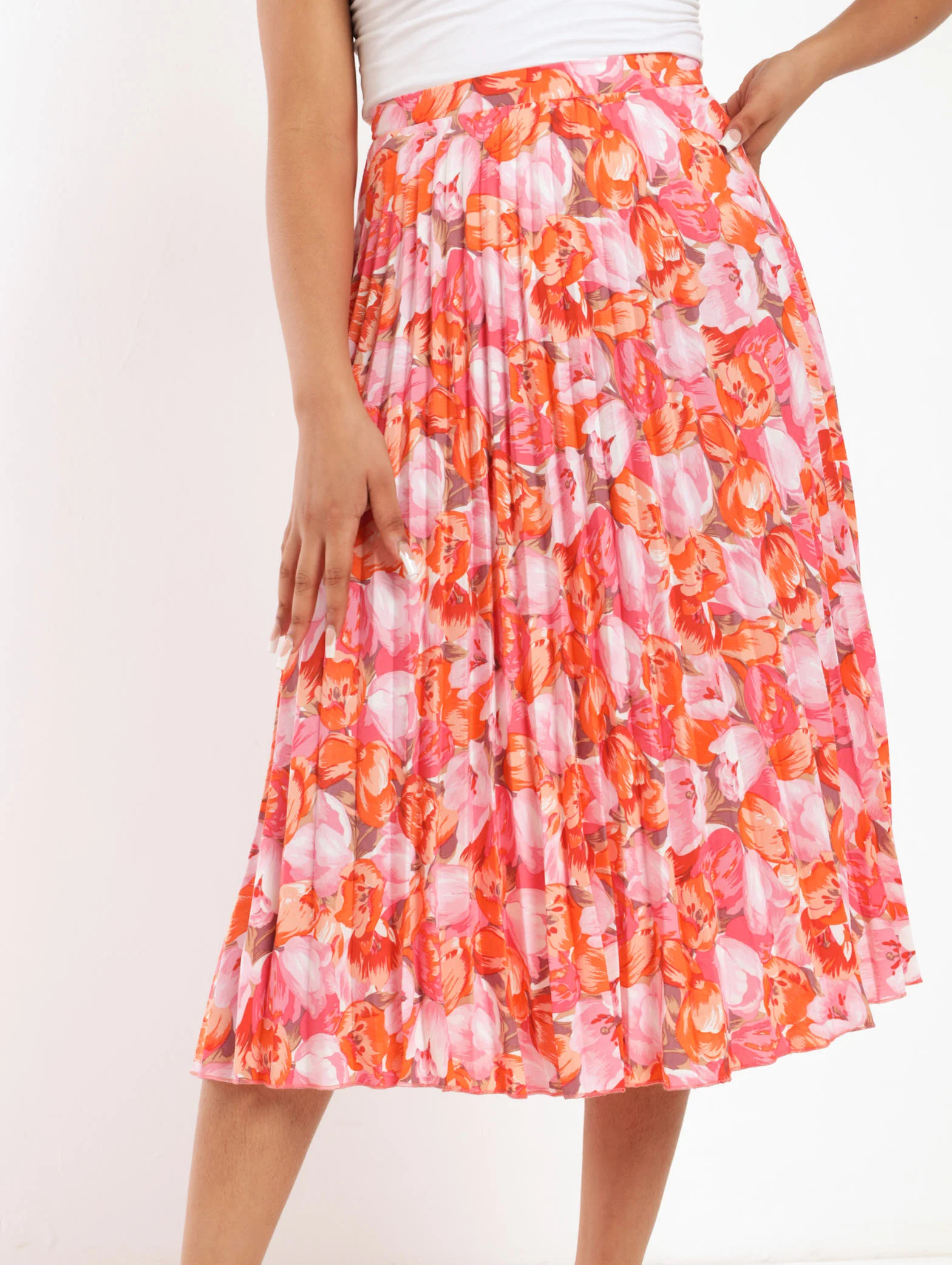 Pleated Floral Midi Skirt - Image 2