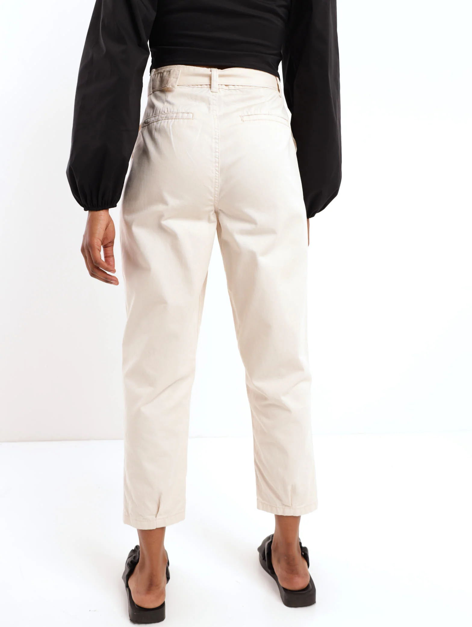 Pleated Mom Pant - Cream - Image 4