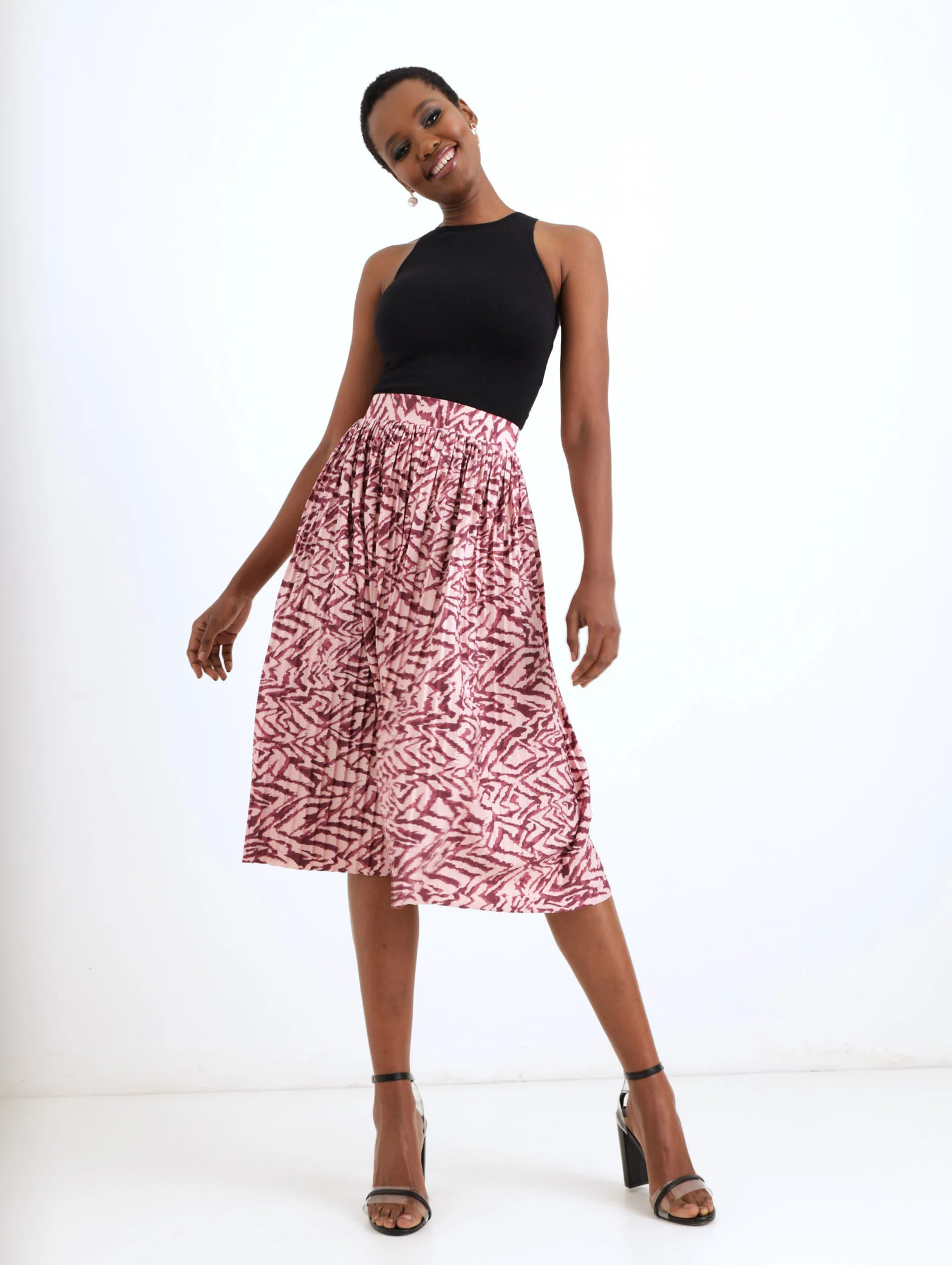 Pleated Zebra Midi Skirt - Image 2