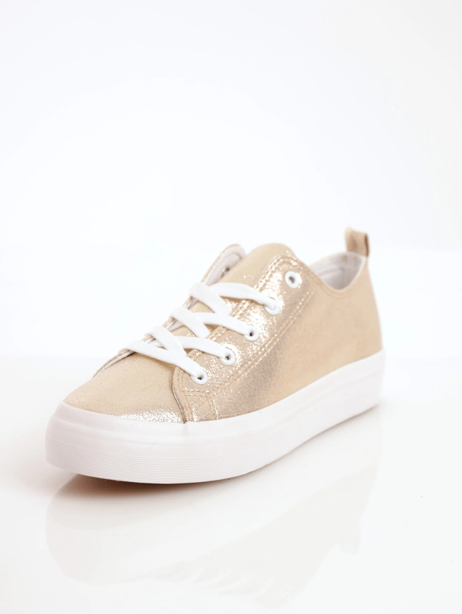 Plimsole Vulcanized Shiny Sneaker - Champagne - Image 2