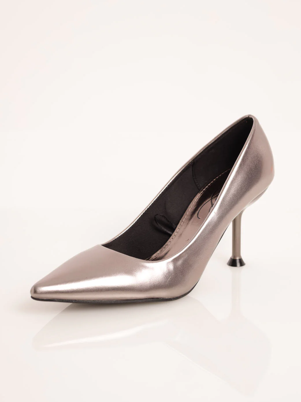 Pointed Mid Stiletto Court Heel - Gunmetal - Image 2