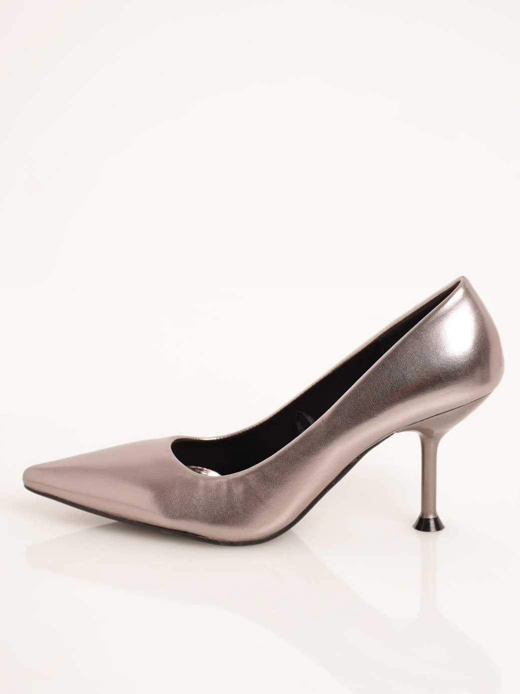 Pointed Mid Stiletto Court Heel - Gunmetal - Image 3