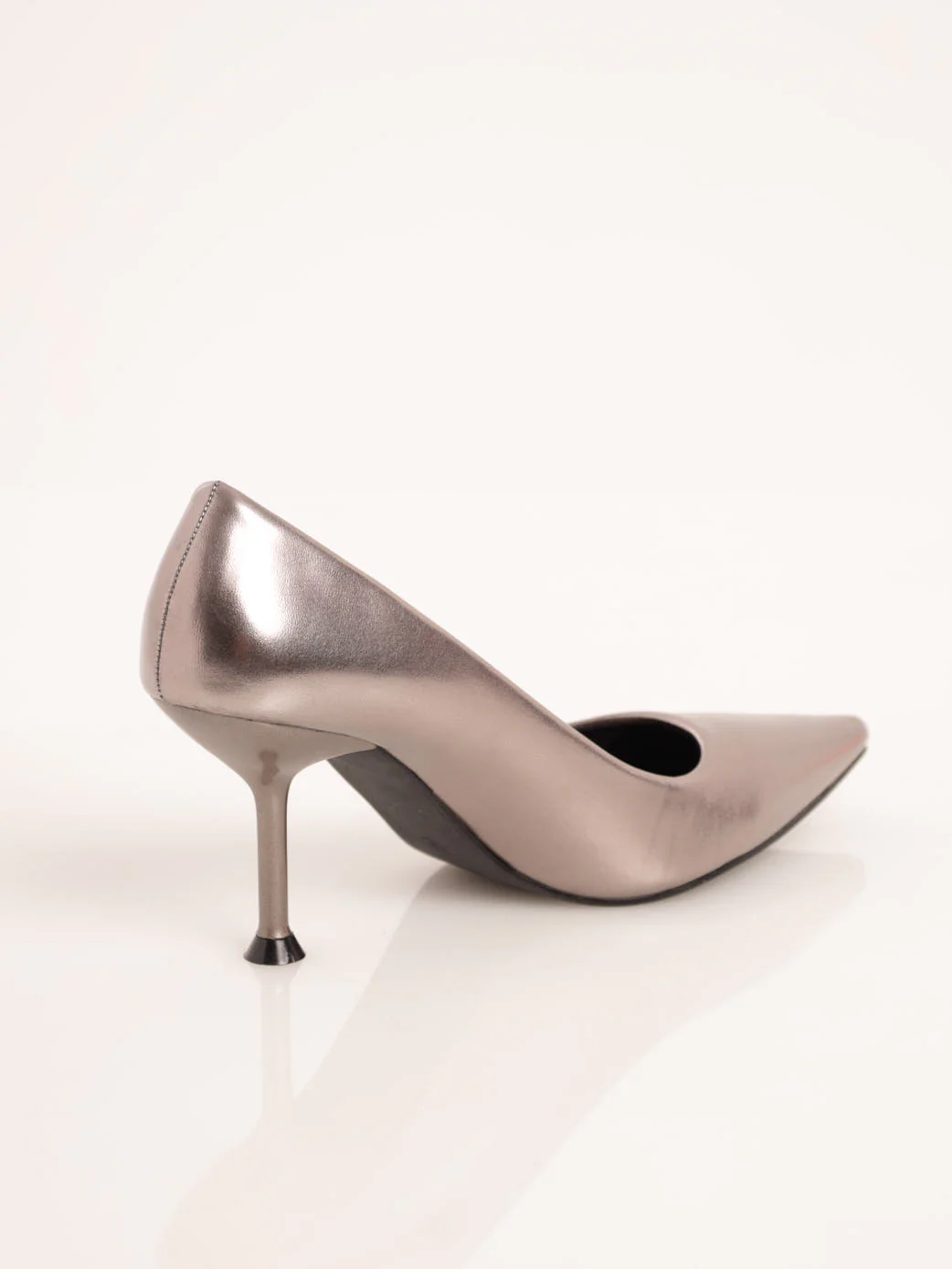 Pointed Mid Stiletto Court Heel - Gunmetal - Image 4