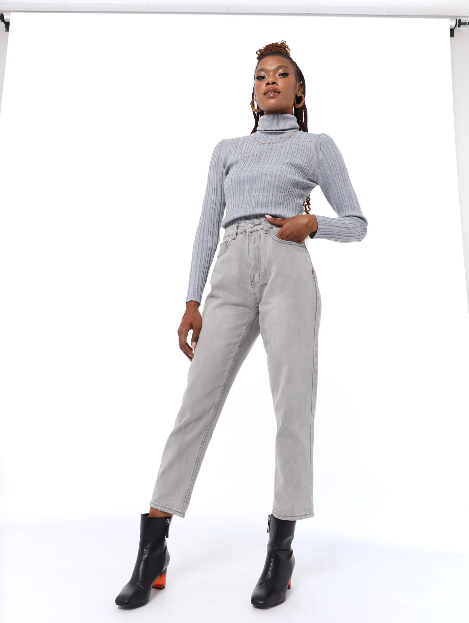 Poloneck Pullover - Grey Melange - Image 2