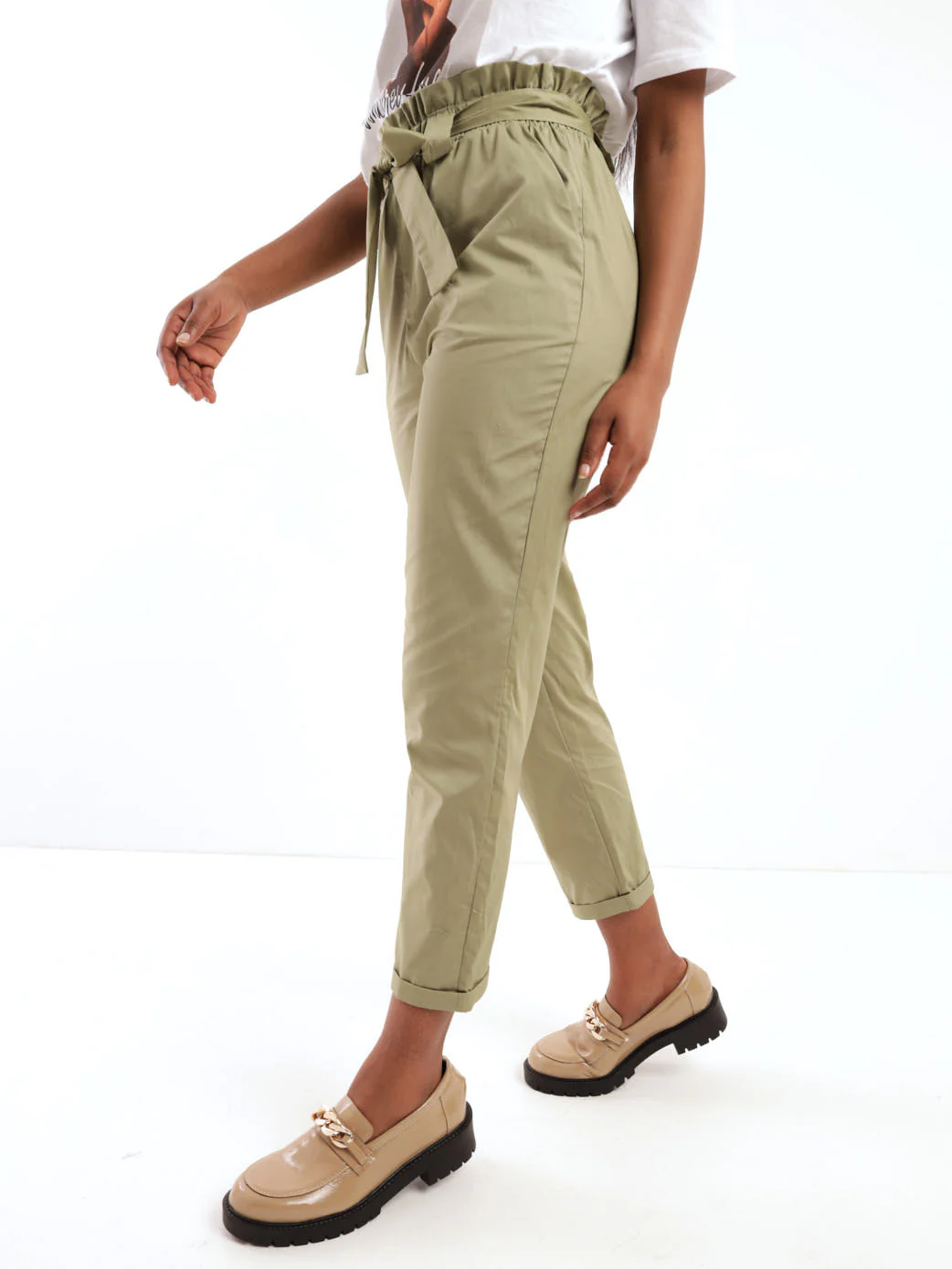 Poplin Paperbag Pant - Fatigue - Image 3