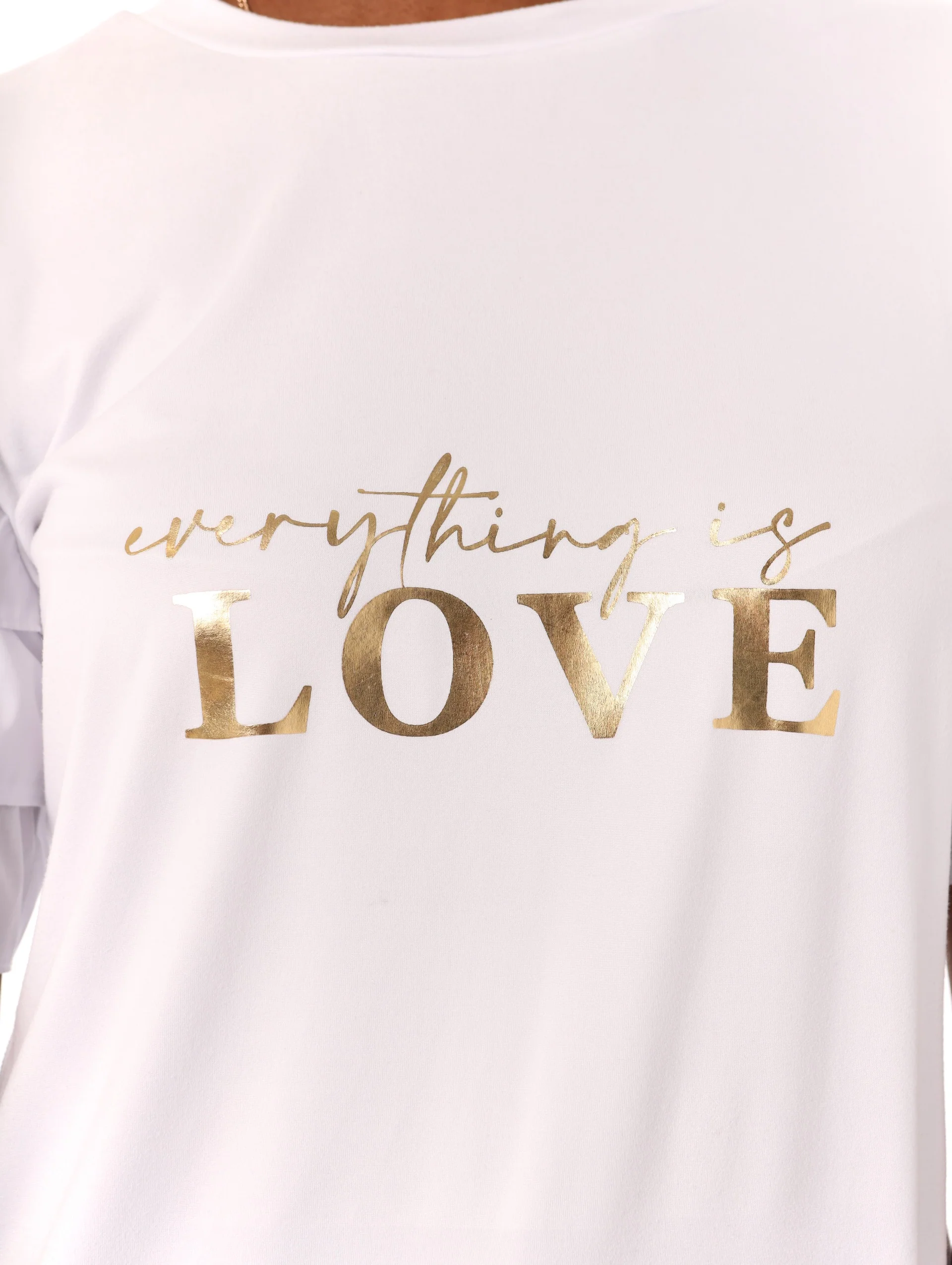 Poplin Tiered Sleeve Top - White - Image 6