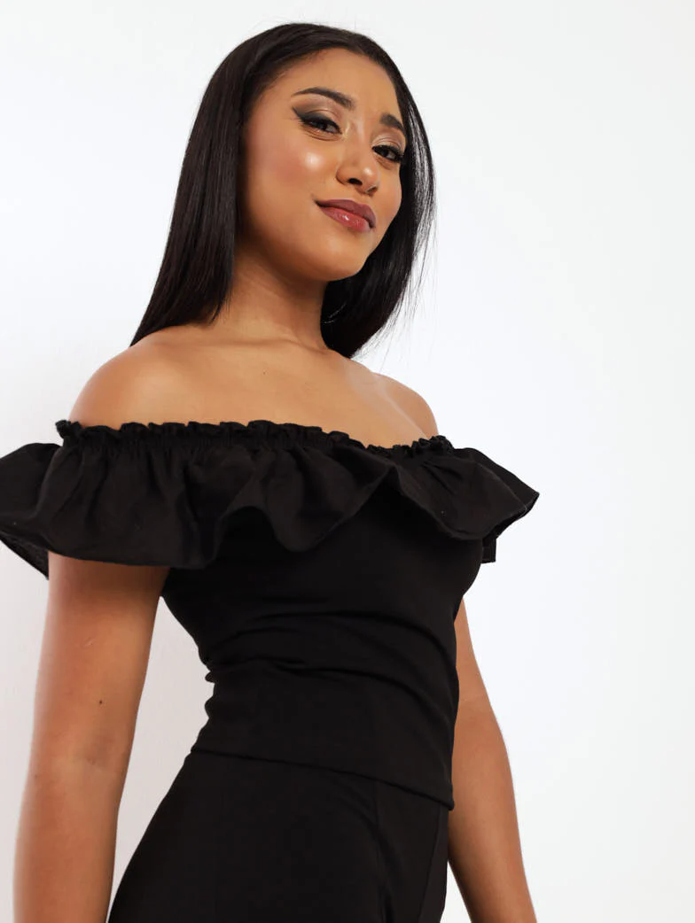 Poplin Trim Top - Black - Image 3