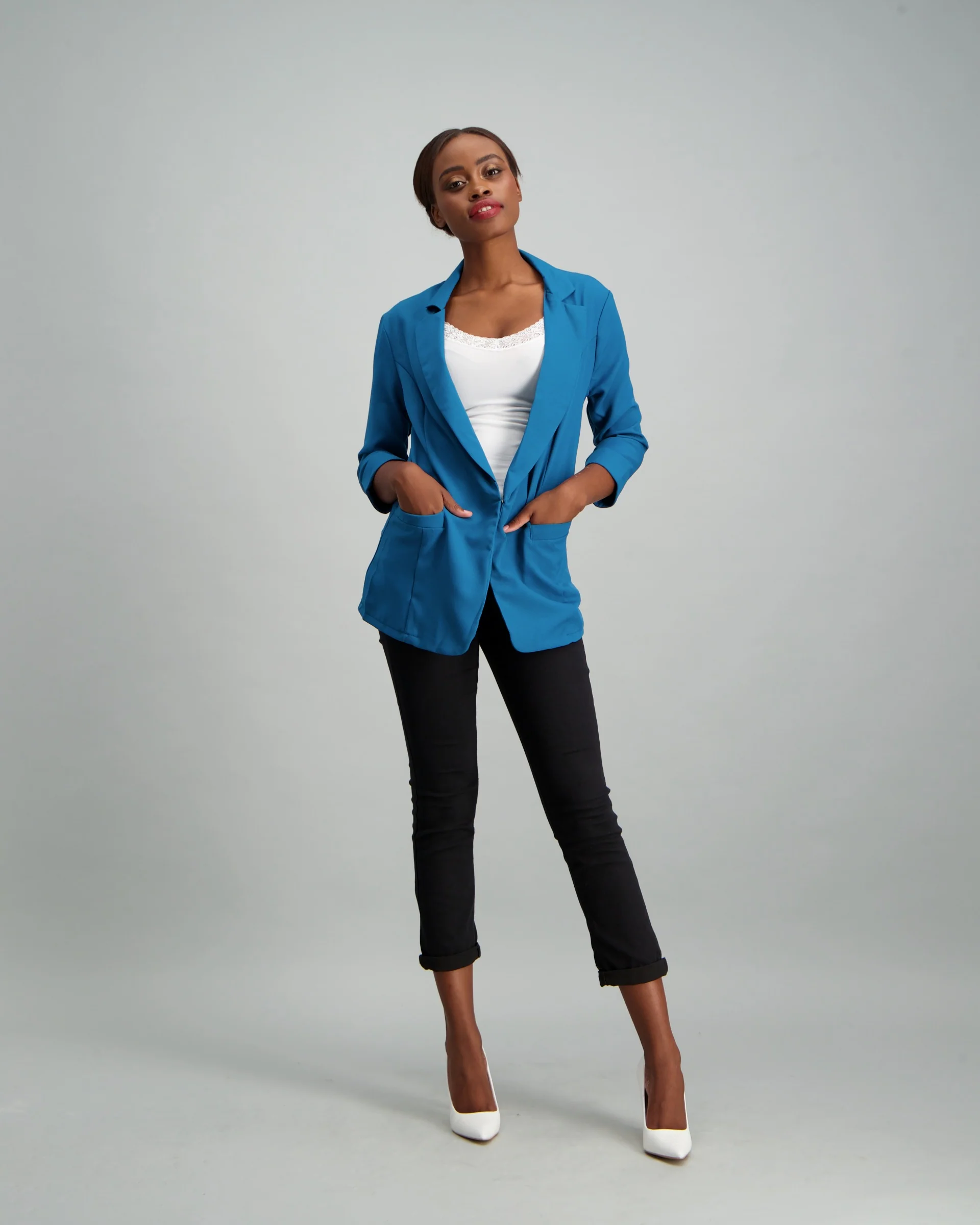 Princess Panel 3/4 Sleeve Unlined Blazer - Ink - Image 2
