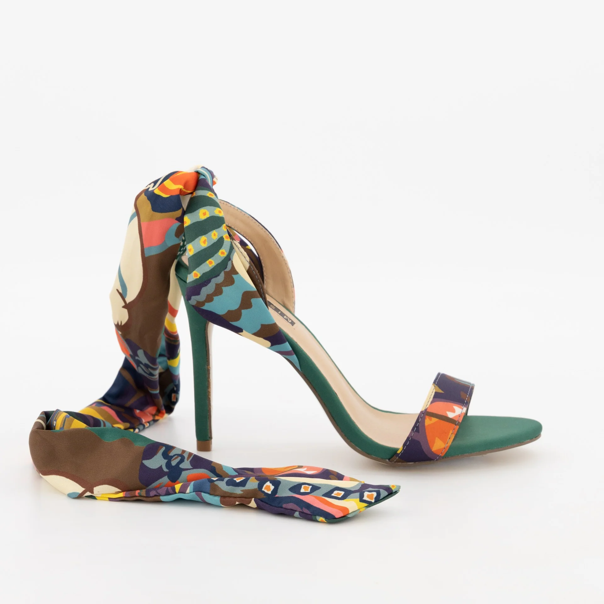 Printed Fabric Mule Stiletto Heel - Image 7