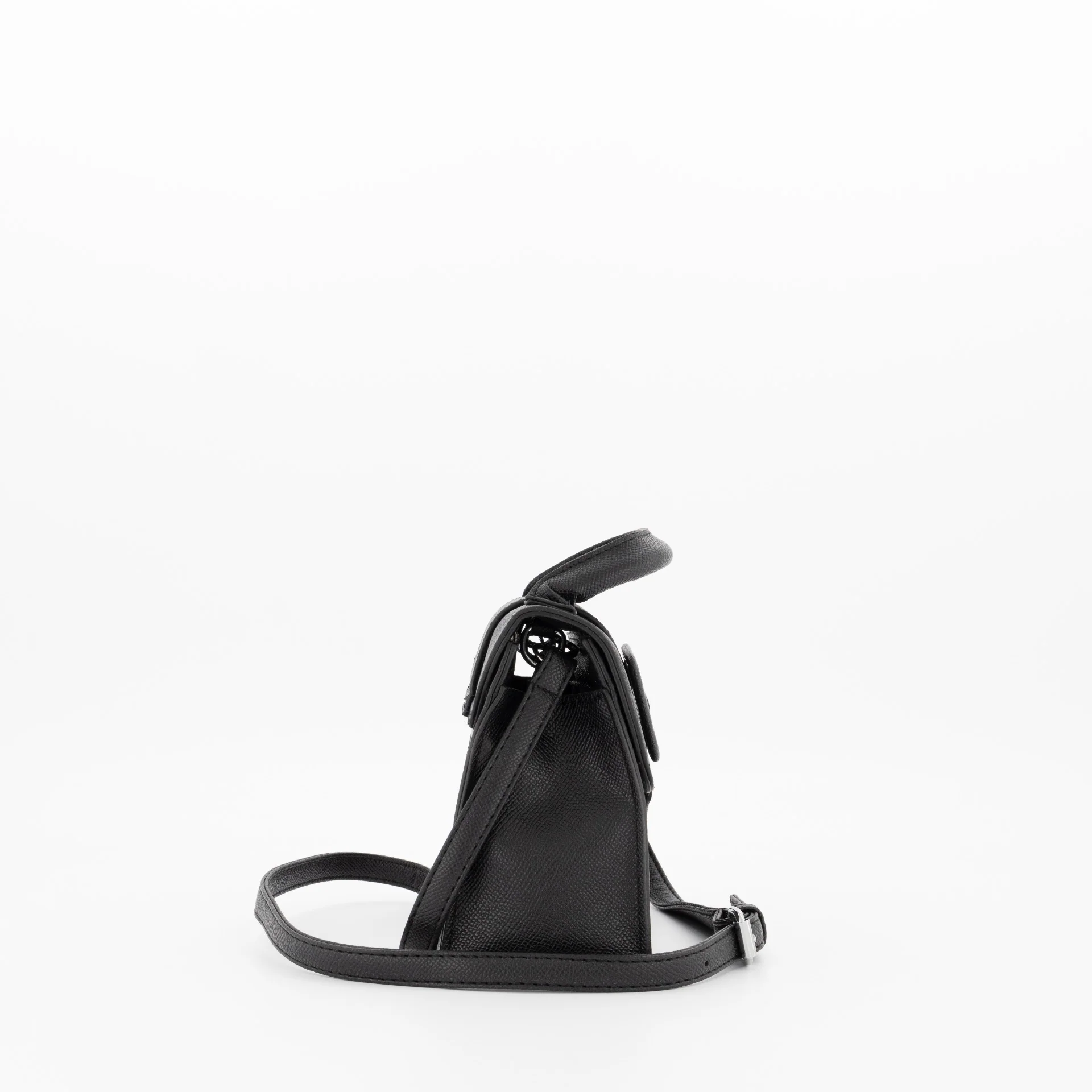 PU Buckle Box Satchel - Black - Image 3