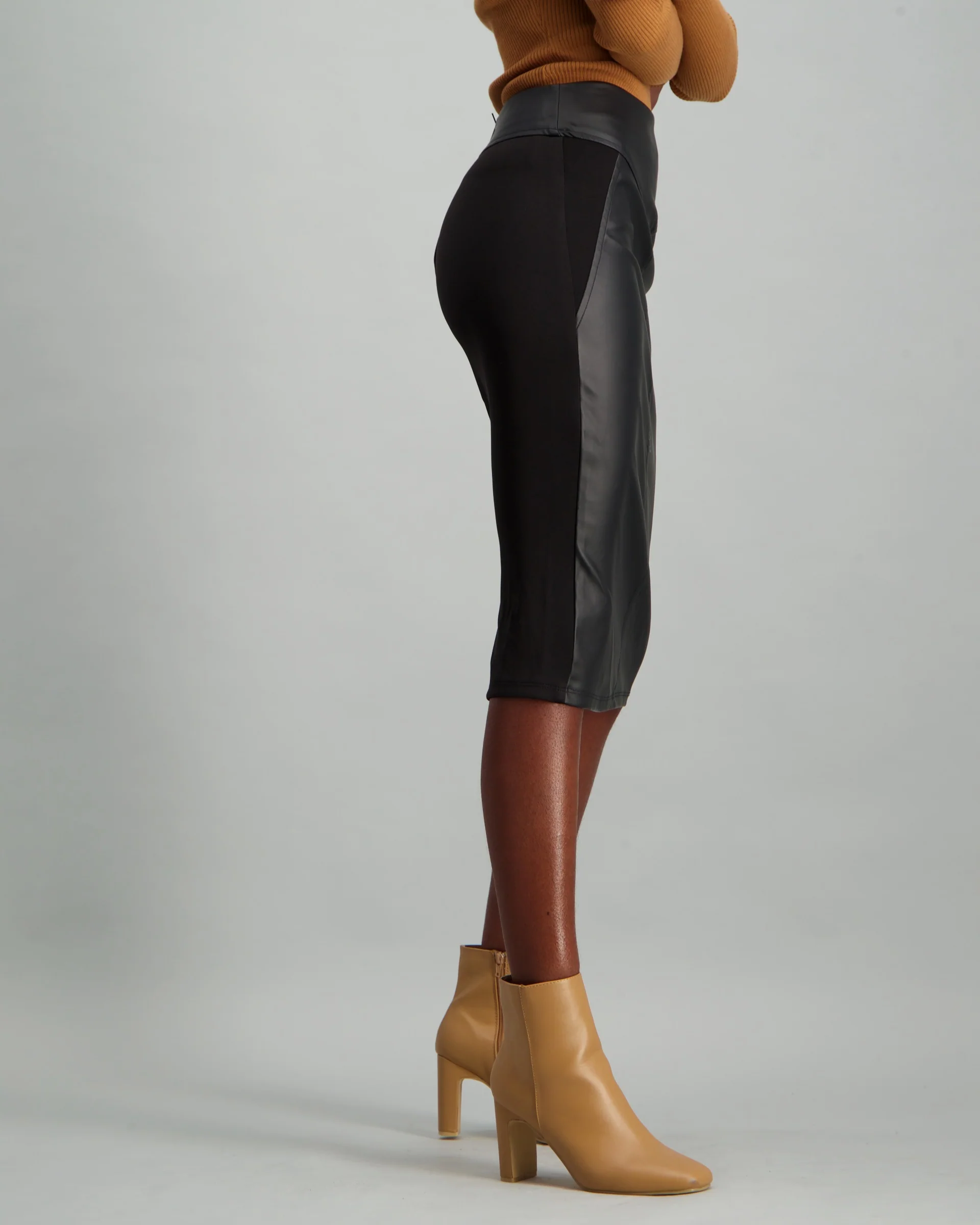 PU Scuba Pencil Skirt - Black - Image 3
