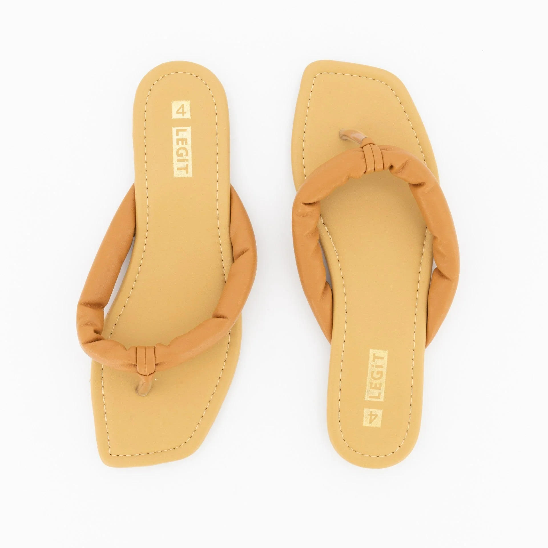 Puffy Thong Push-In Sandal - Camel - Image 4