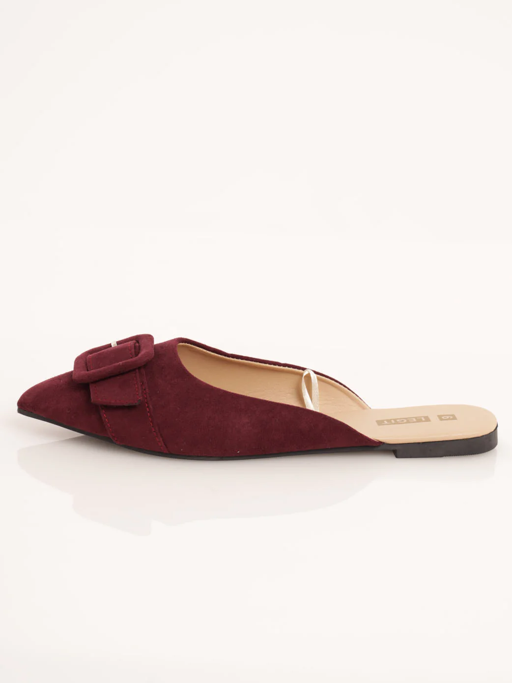Push-In Shoe With Microfiber Square Trim - Maroon - Image 2