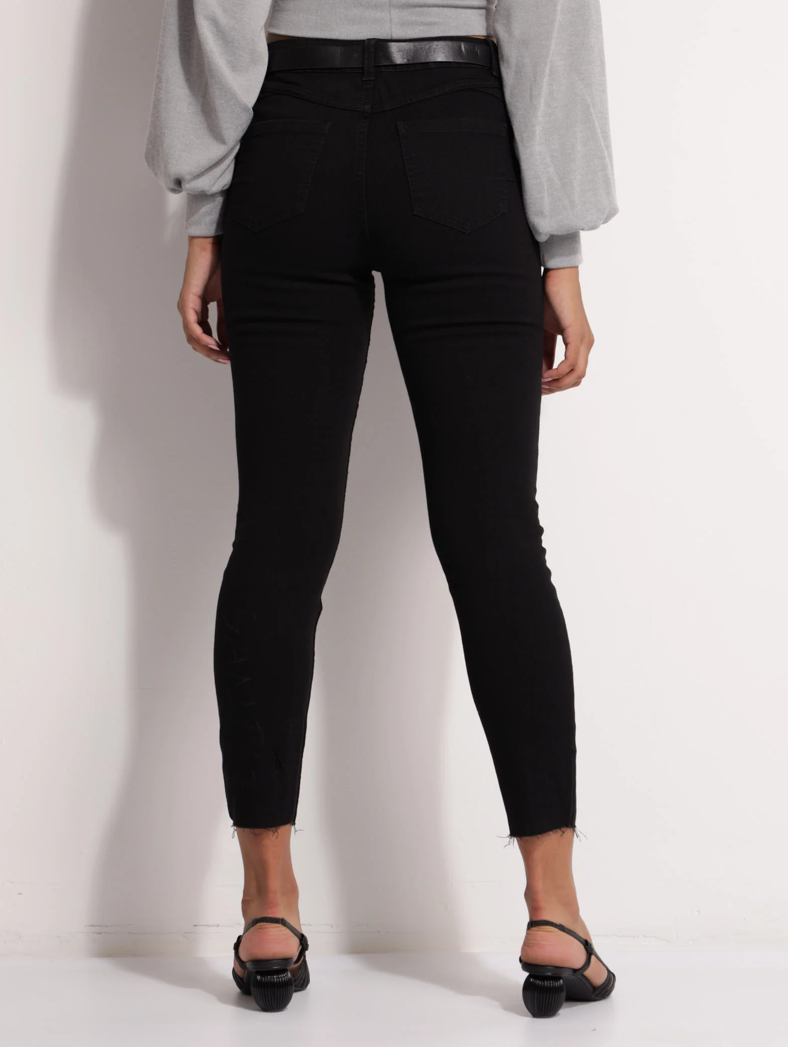 Pushup Belted Skinny Jean - Black - Image 3