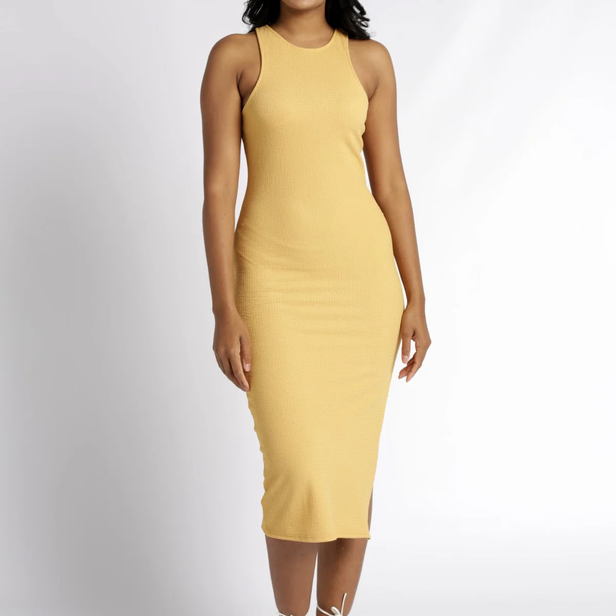 Racer Detail Midi Dress - Chartreuse