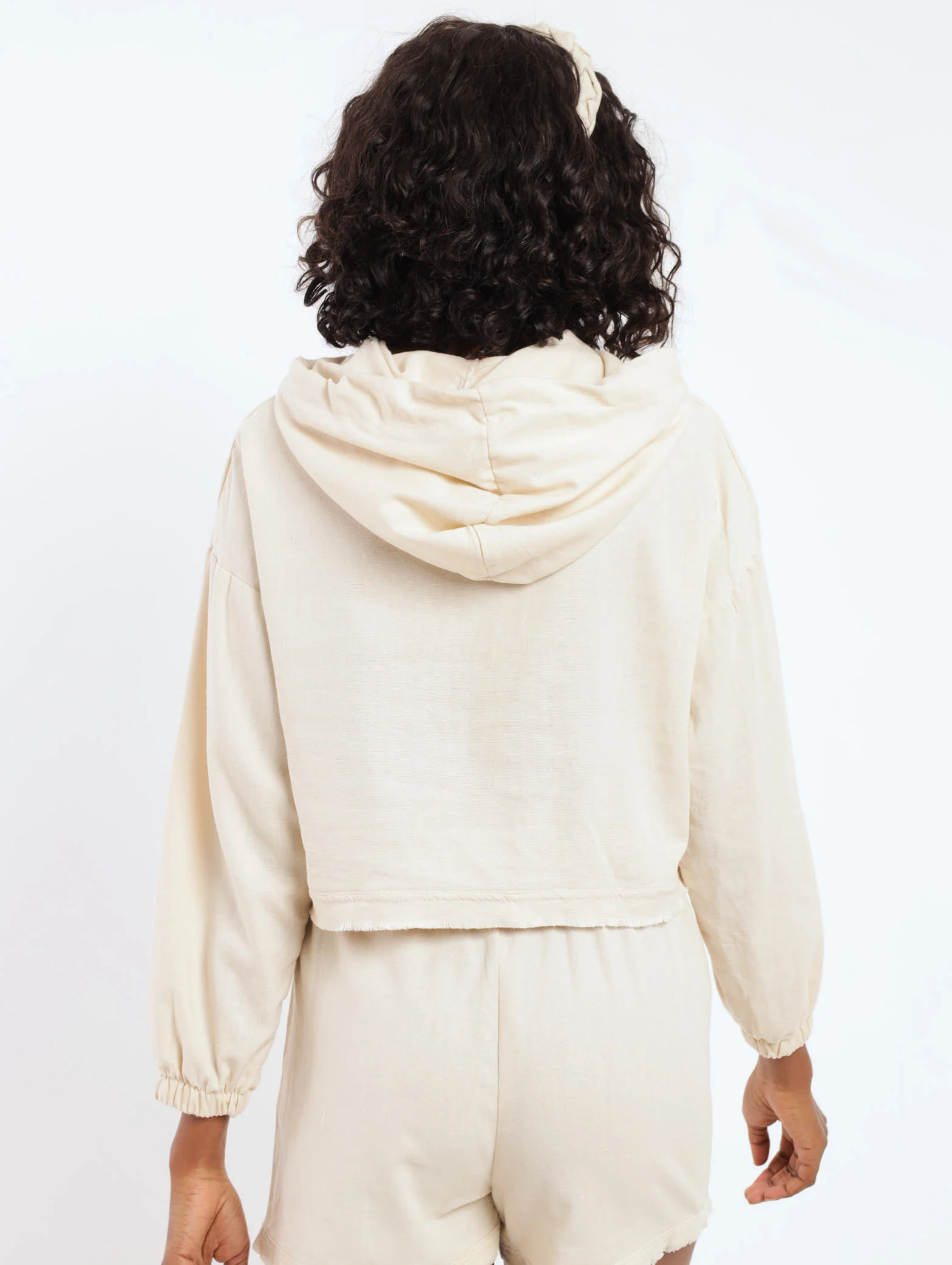 Raw Hem Hoody - Cream - Image 4