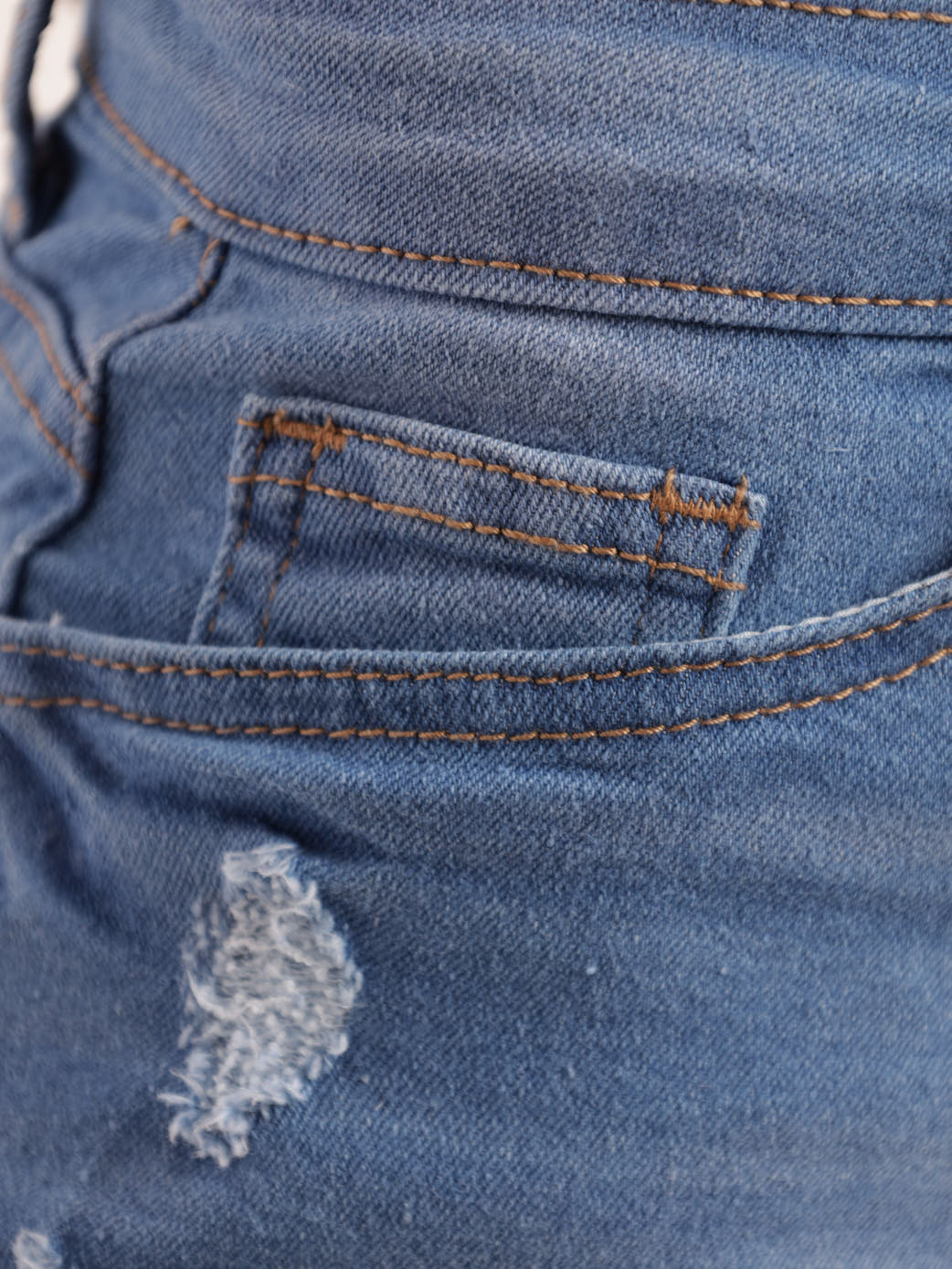 Raw Hem Ripped Denim Short - Periwinkle - Image 5