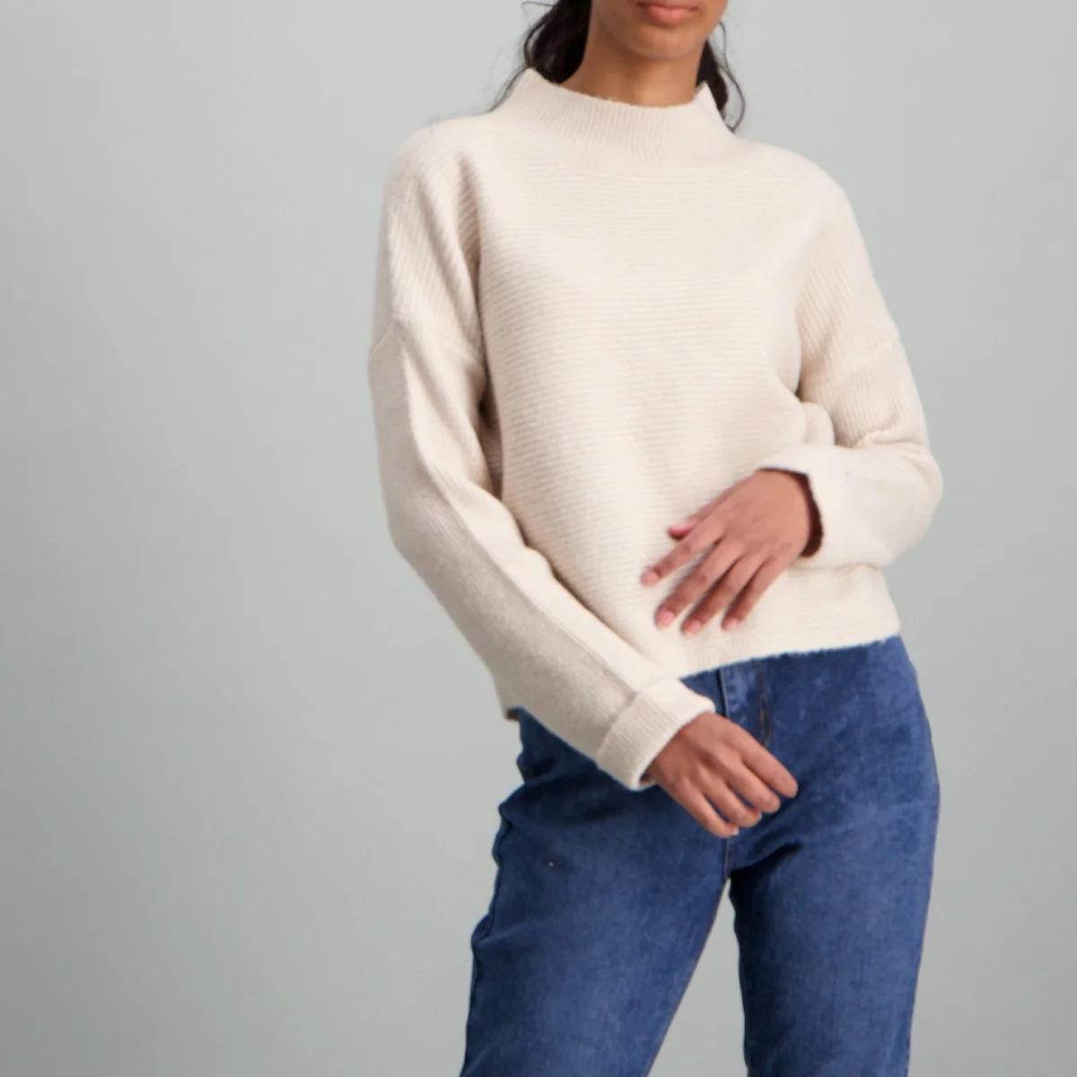 Reverse Knit Turtle Neck Pullover
