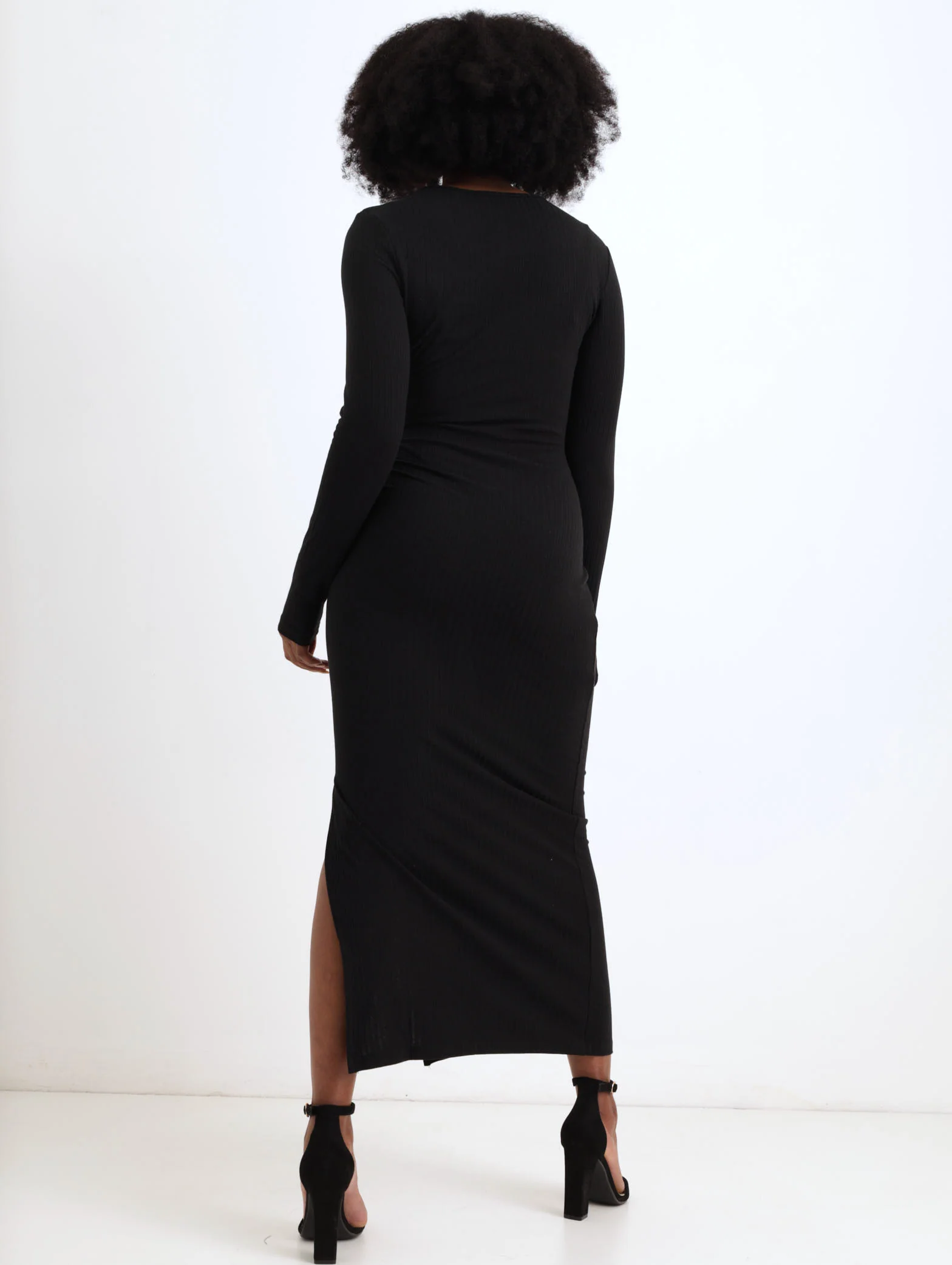 Rib Cutout Tube Dress - Black - Image 3