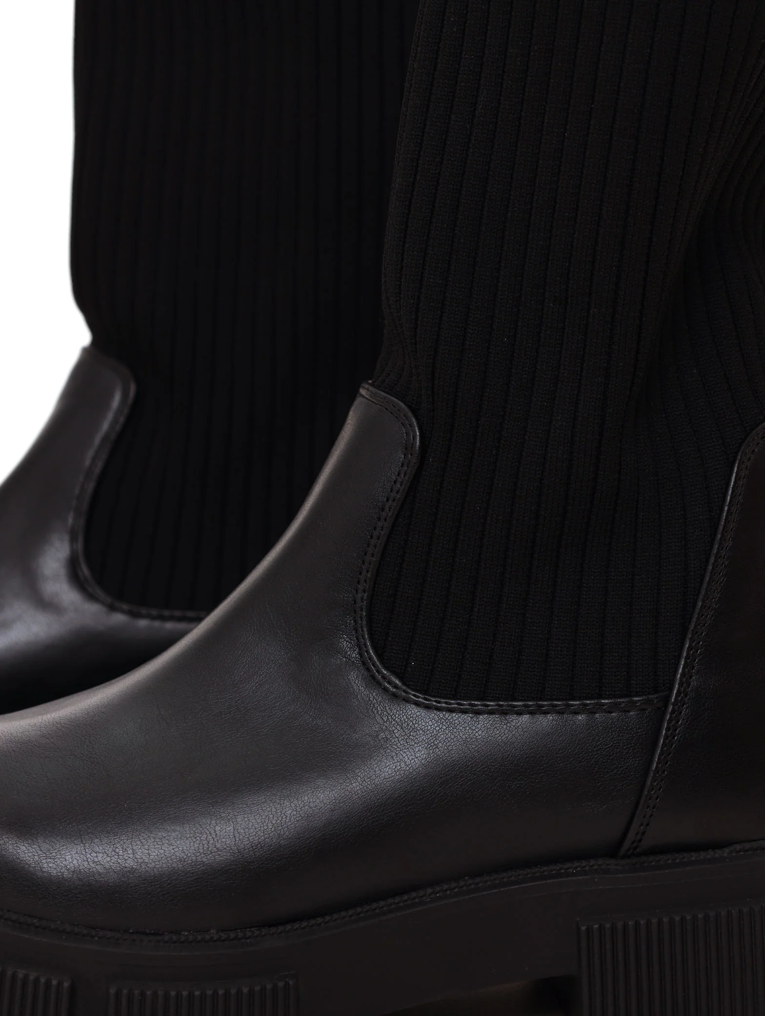 Ribbed Knee High Boot - Black - Image 5
